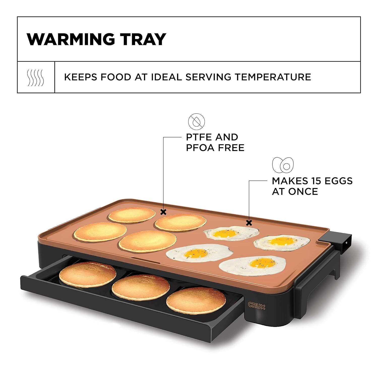 Extra Large Copper Ceramic Electric Griddle with Slide-Out Drip Tray