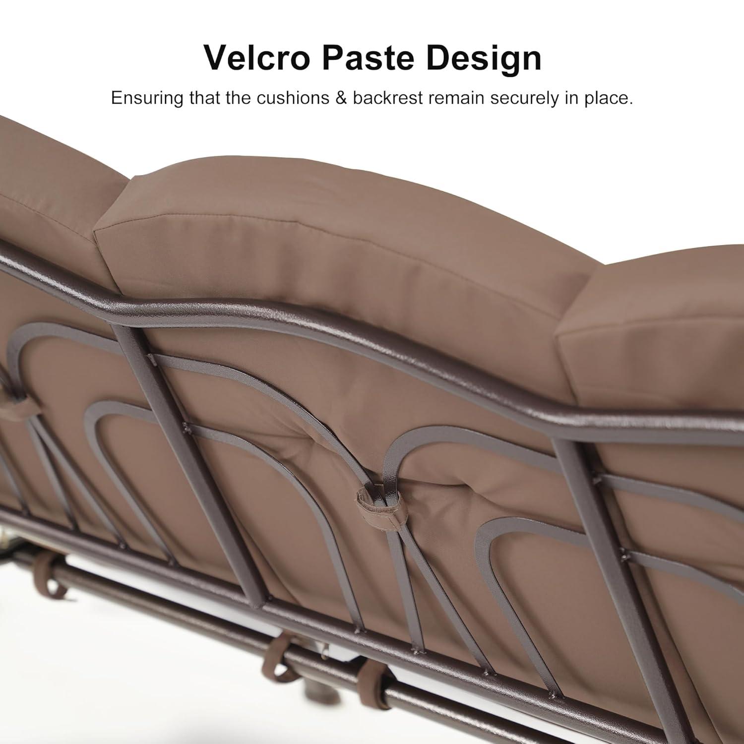 PURPLE LEAF 3-Seat Deluxe Outdoor Patio Porch Swing with Weather Resistant Steel Frame, Adjustable Tilt Canopy, Cushions and Pillow Included, Beige