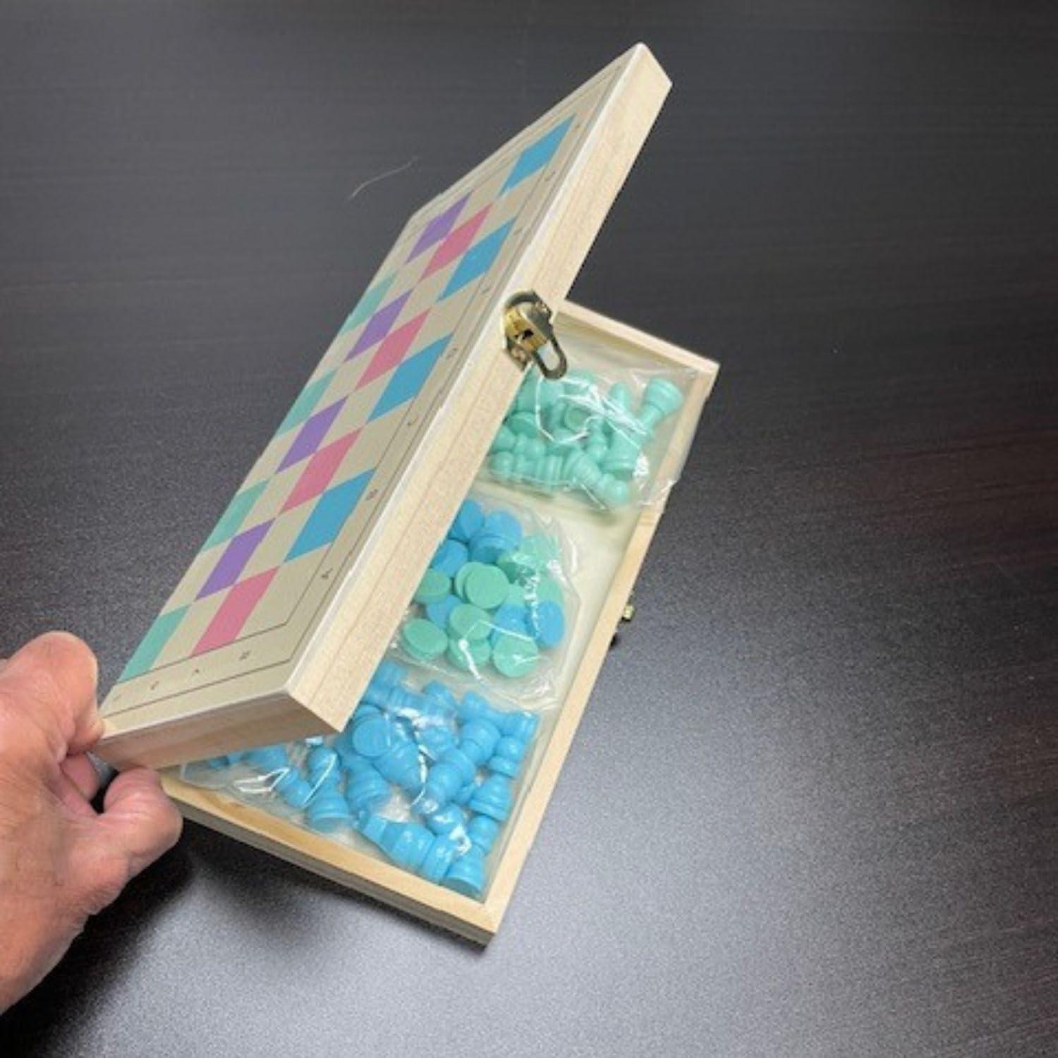 2 in 1 Wooden Chess and Checkers Set - Chess Set for Kids – Portable 11” x 11” Game Board Folds As Storage Case - Chess Checker Set - Childrens Chess Sets for Beginners - Chess Board for Kids