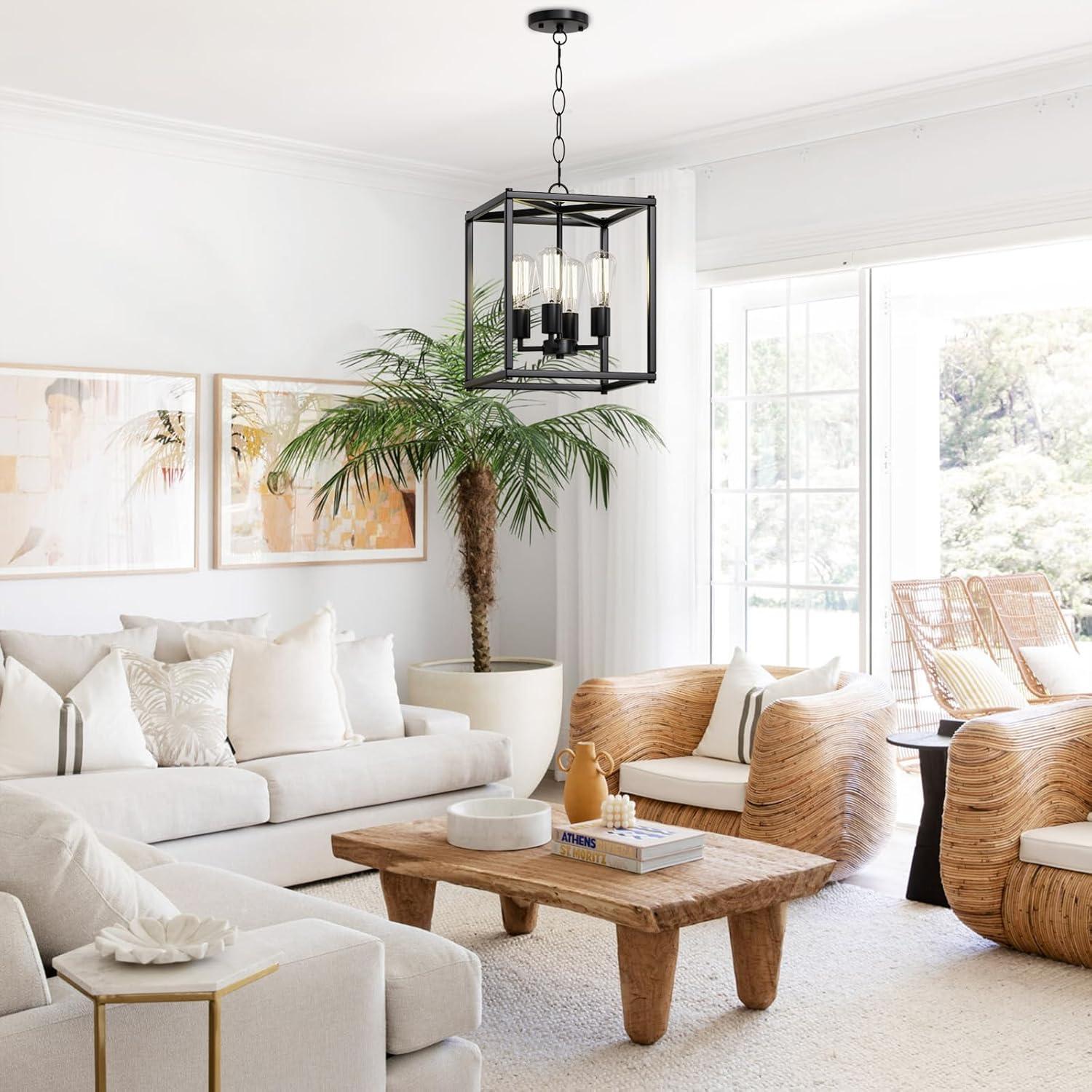 17 Stories Keya 4 - Light Iron Dimmable Lantern Geometric Chandelier