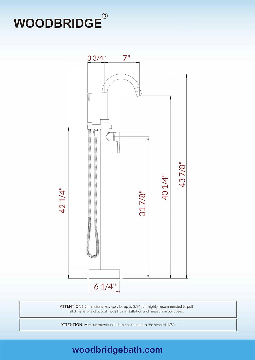 Brushed Nickel Freestanding Bathtub Faucet with Hand Shower