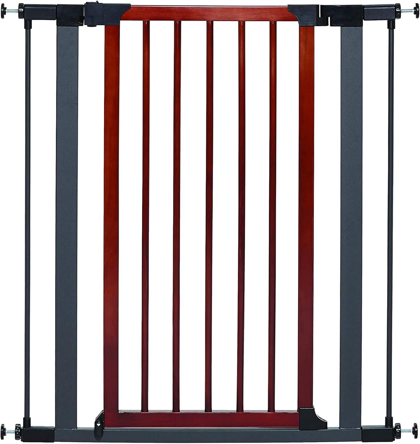 39-Inch Tall Graphite and Wood Pressure Mounted Pet Gate