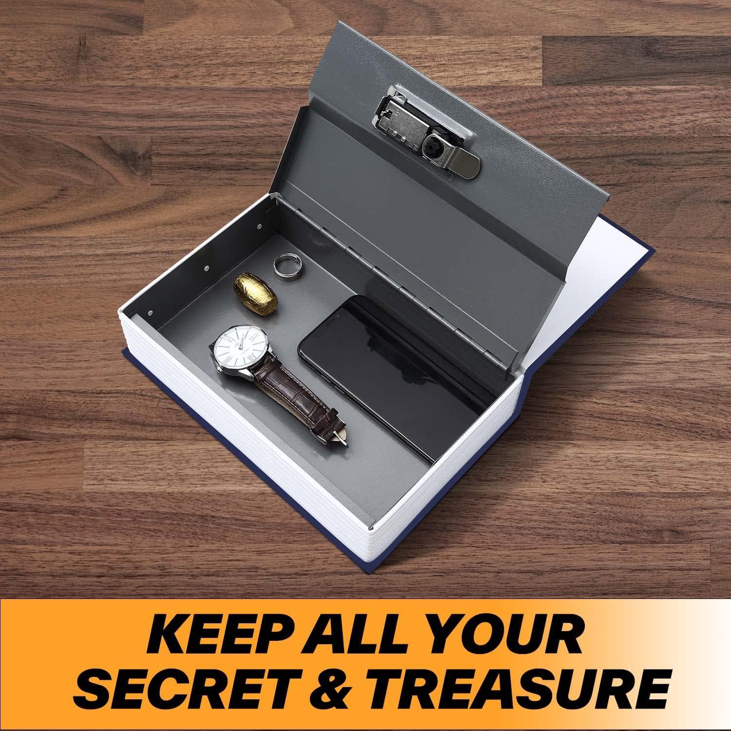 Book Safe Box with Combination Lock, Ohuhu Upgrade Dictionary Diversion Safe Secret Hidden Box for Home Office, Portable Safe Box for Money Cash Jewelry