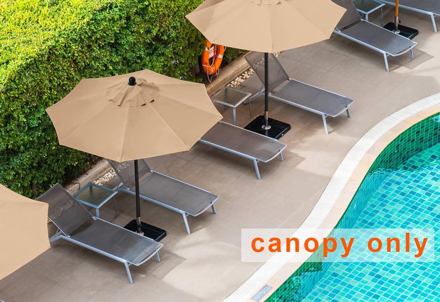 MASTERCANOPY Patio Umbrella 9 ft Replacement Canopy for 8 Ribs-Beige Canopy Only