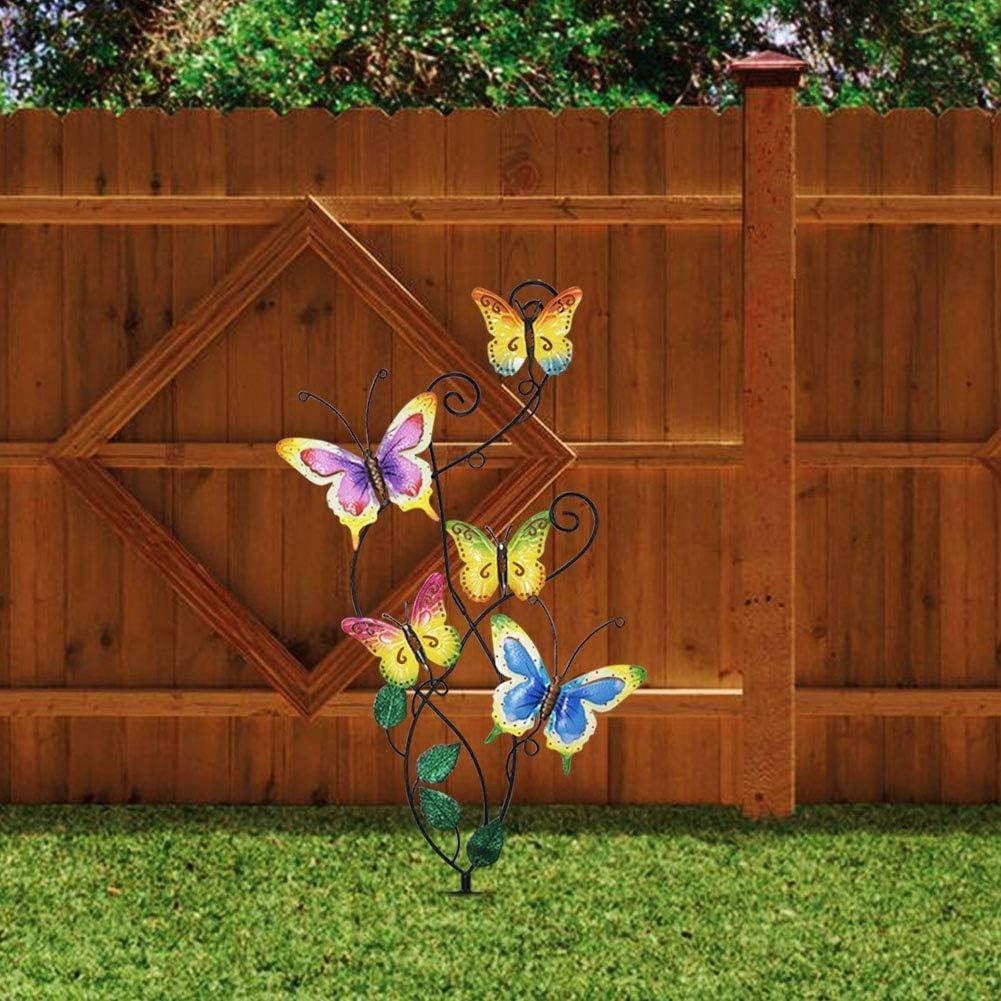 Juegoal 28 Inch Butterfly Garden Stake Decor Metal Wall Art Decoration, Yard Outdoor Ornaments