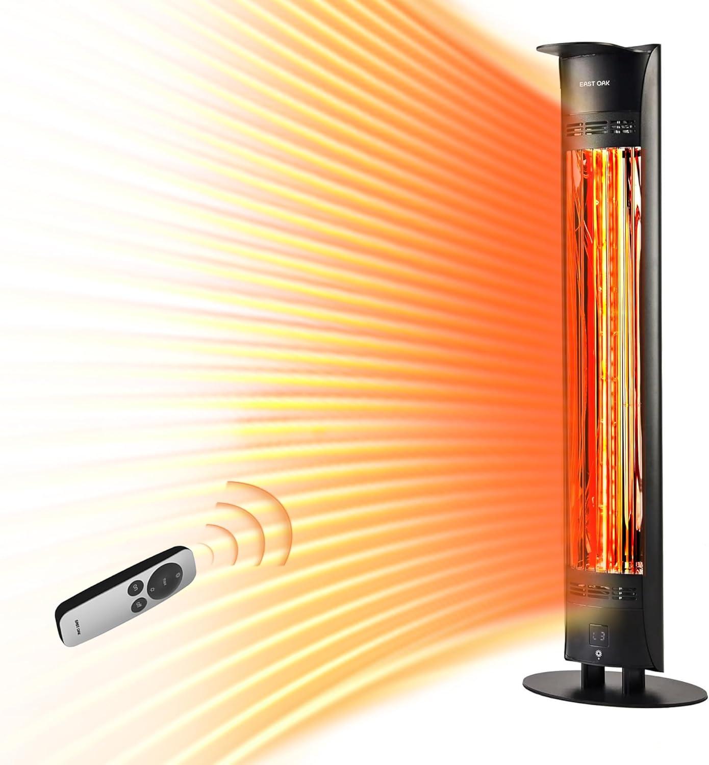 1500W Black Aluminum Electric Infrared Tower Heater