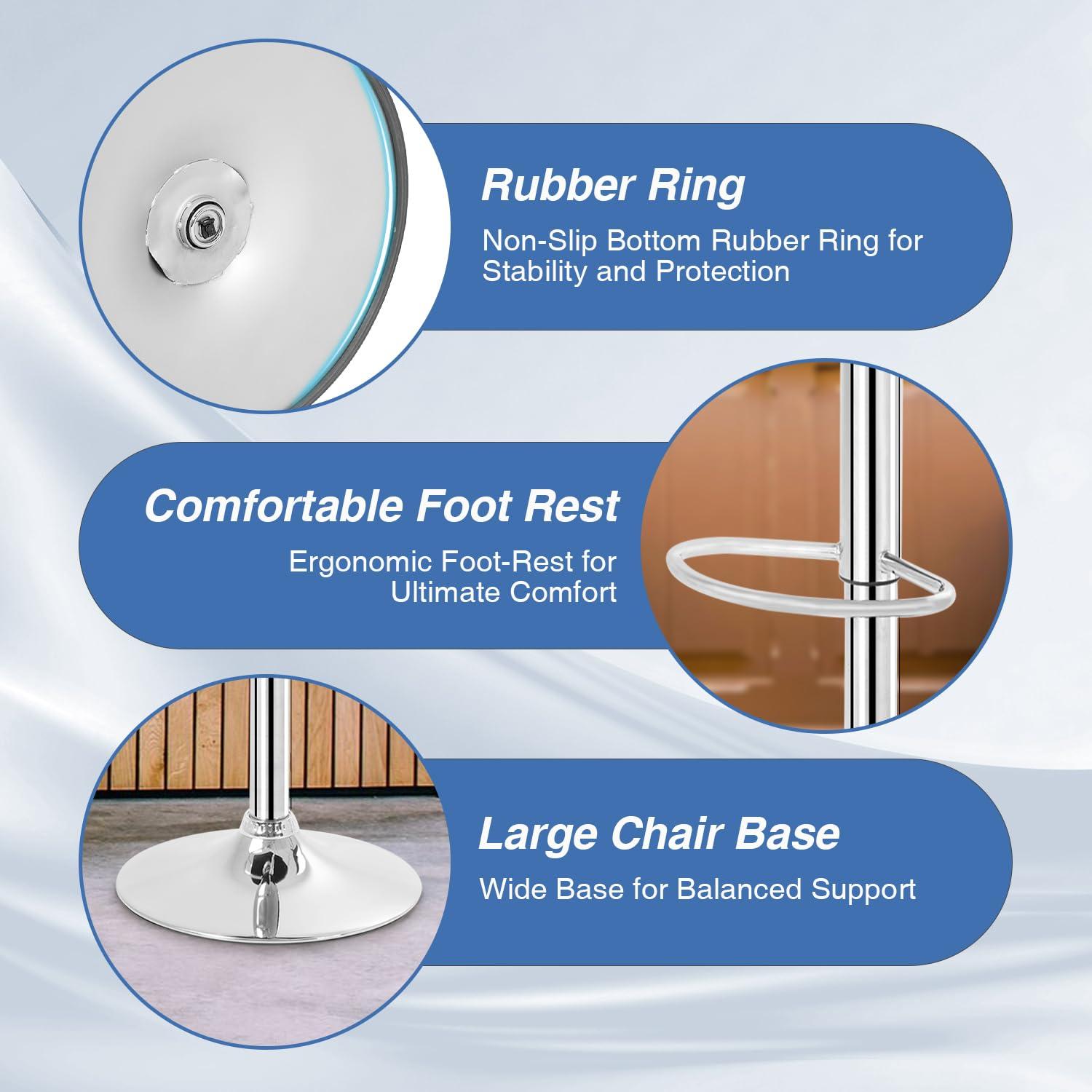 MarketLane Bar Stools Set of 2,Modern PU Leather,Armless with Backrest Swivel Bar Stools,Height Adjustable Swivel Barstool Hydraulic Island Bar Stools Armless Kitchen Counter Bar Chairs,Black