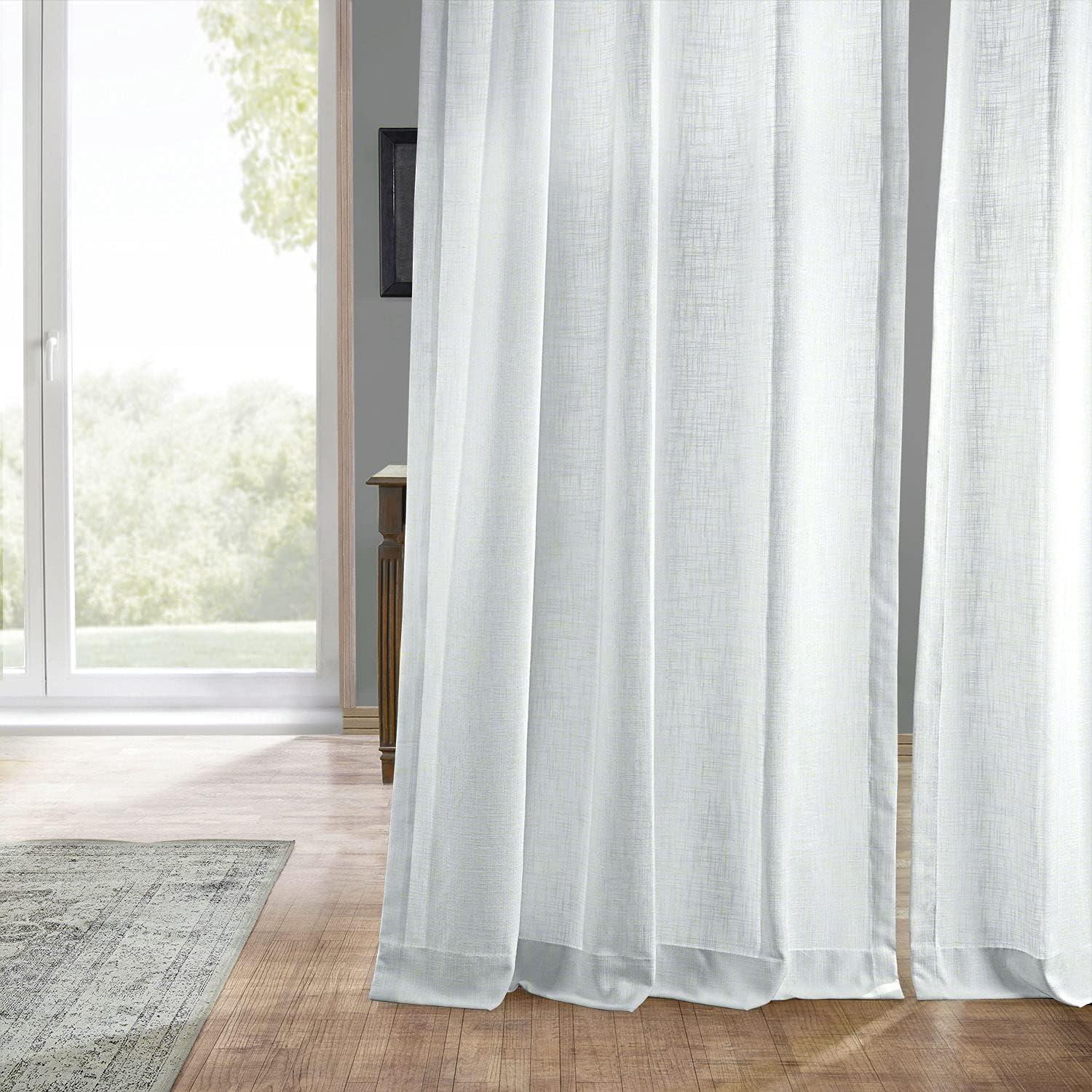 Rice White Heavy Faux Linen Curtain (1 Panel), Rice White, 50W X 120L