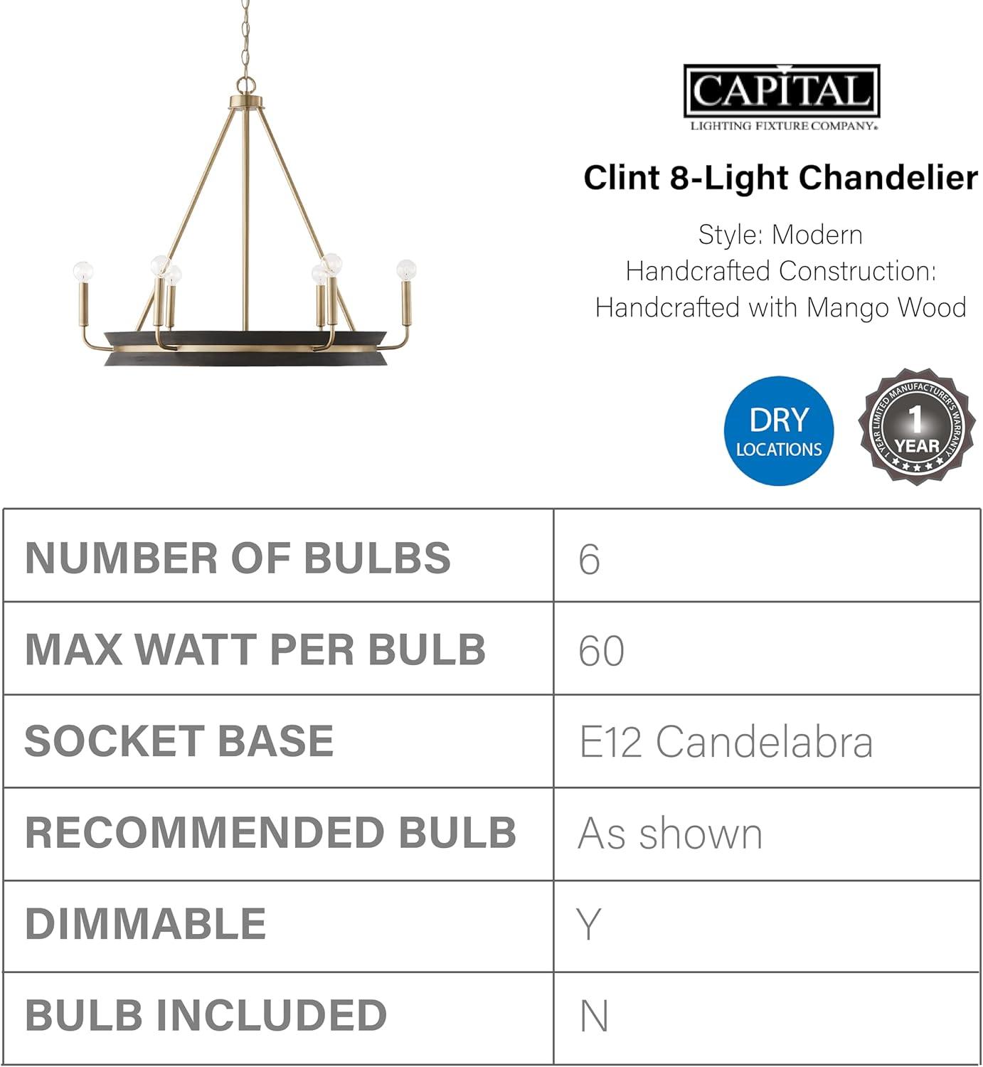 Capital Lighting Finn 6 - Light Chandelier in  Black Stain/Matte Brass