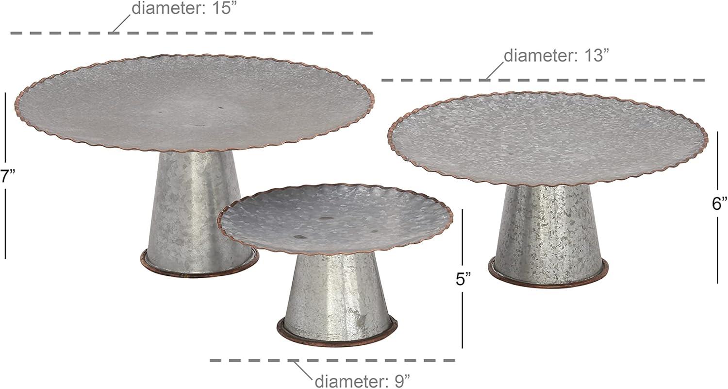 Croker Metal Galvanized Decorative Gray Cake Stand Set