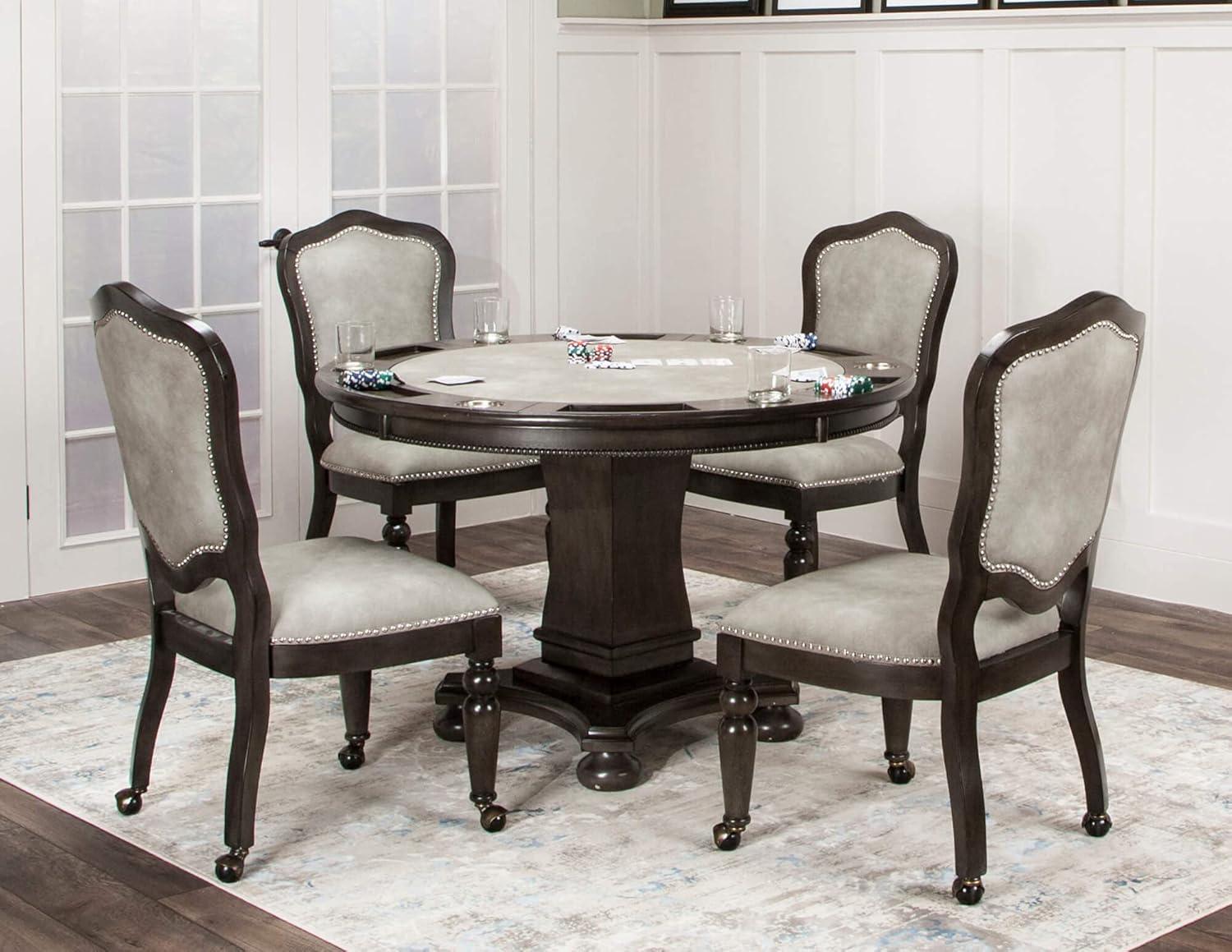 48'' Gray Wood Round Reversible Dining and Poker Table