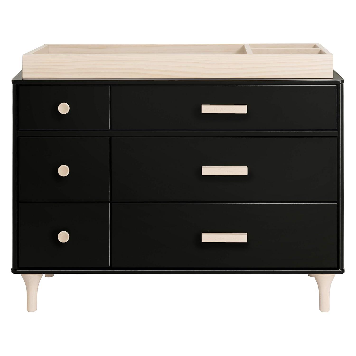 Lolly 6-Drawer Assembled Double Dresser in Black and Washed Natural