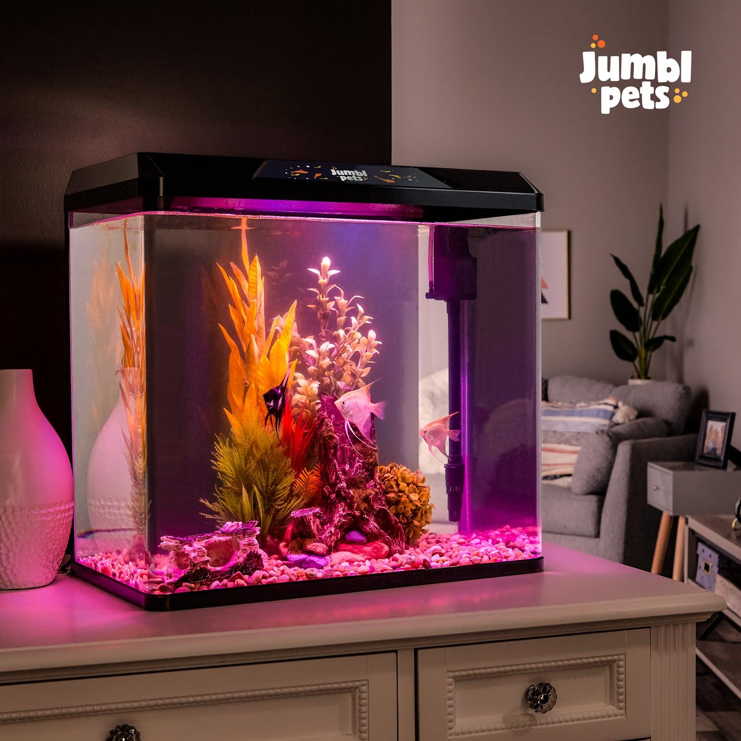 JumblPets Starter Fish Aquarium Kit, Beginner Glass Fish Tank Kit w/LED Lighting & More (10 Gallon)