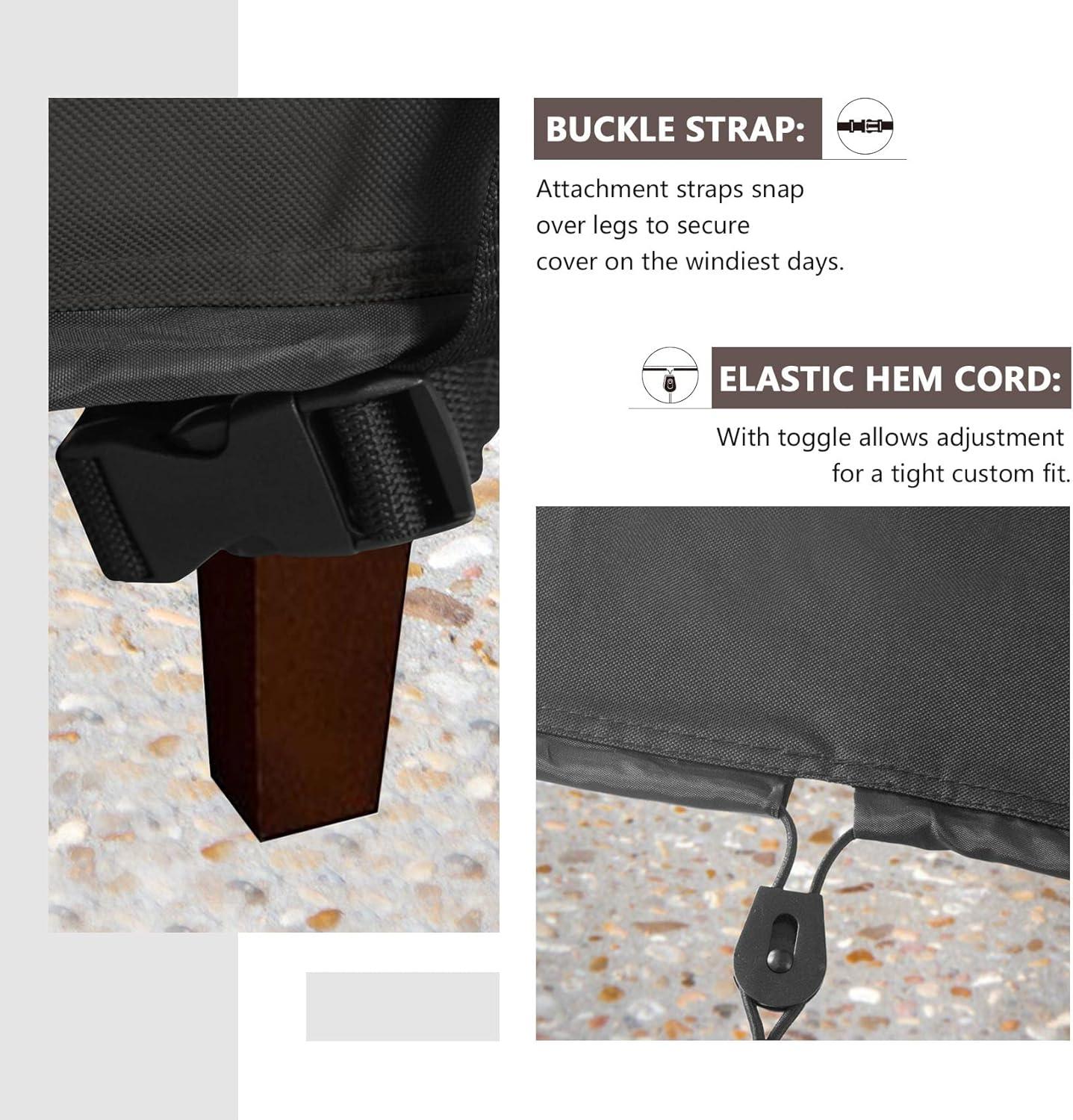 ULTCOVER Waterproof Patio Ottoman Cover Square Outdoor Side Table Furniture Covers Size 22L x 22W x 18H inch, Black