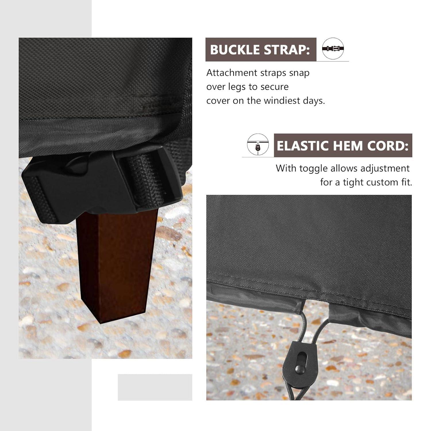 ULTCOVER Waterproof Patio Ottoman Cover Square Outdoor Side Table Furniture Covers Size 22L x 22W x 18H inch, Black