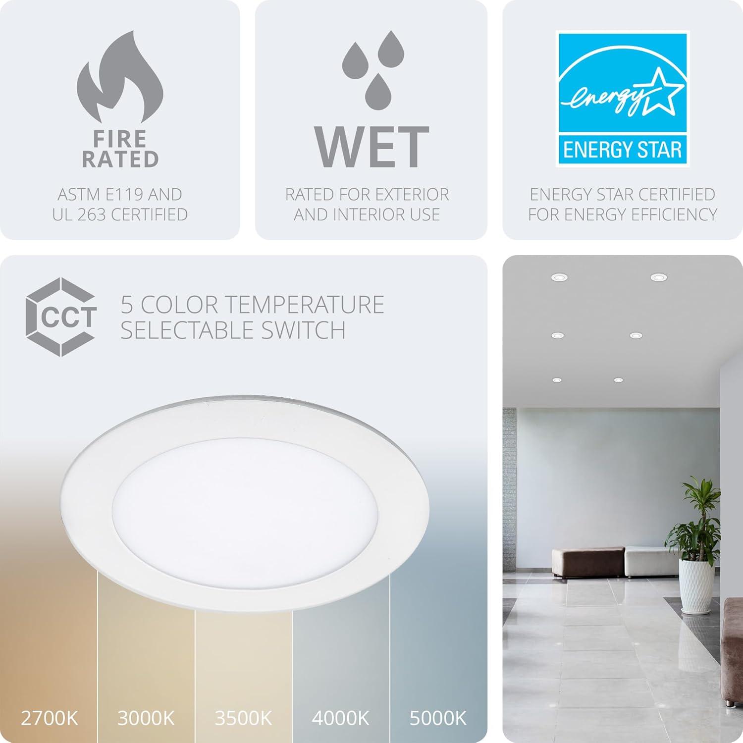 White 4in Fire Rated LED Recessed Lighting Kit