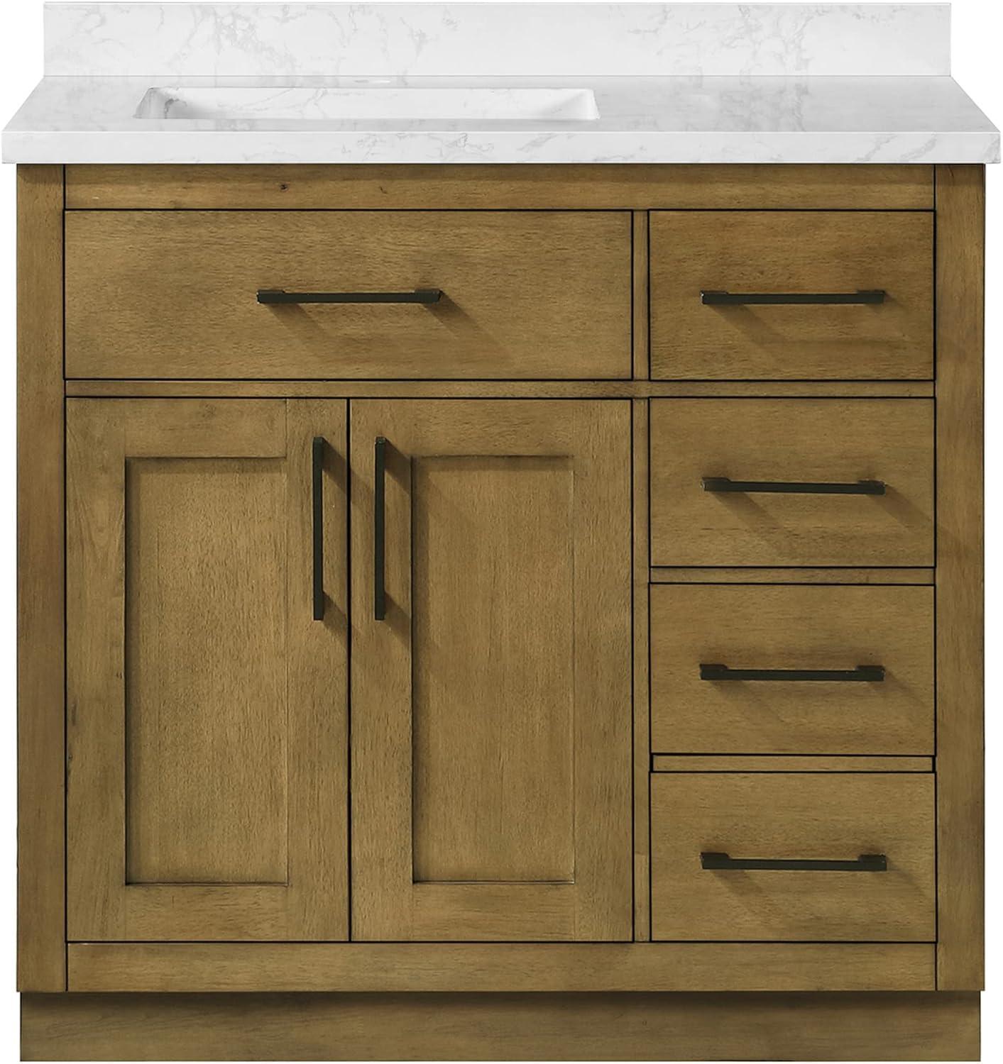 OVE Decors Athea 36 in. W Bath Vanity with Premium Countertop and Power Bar