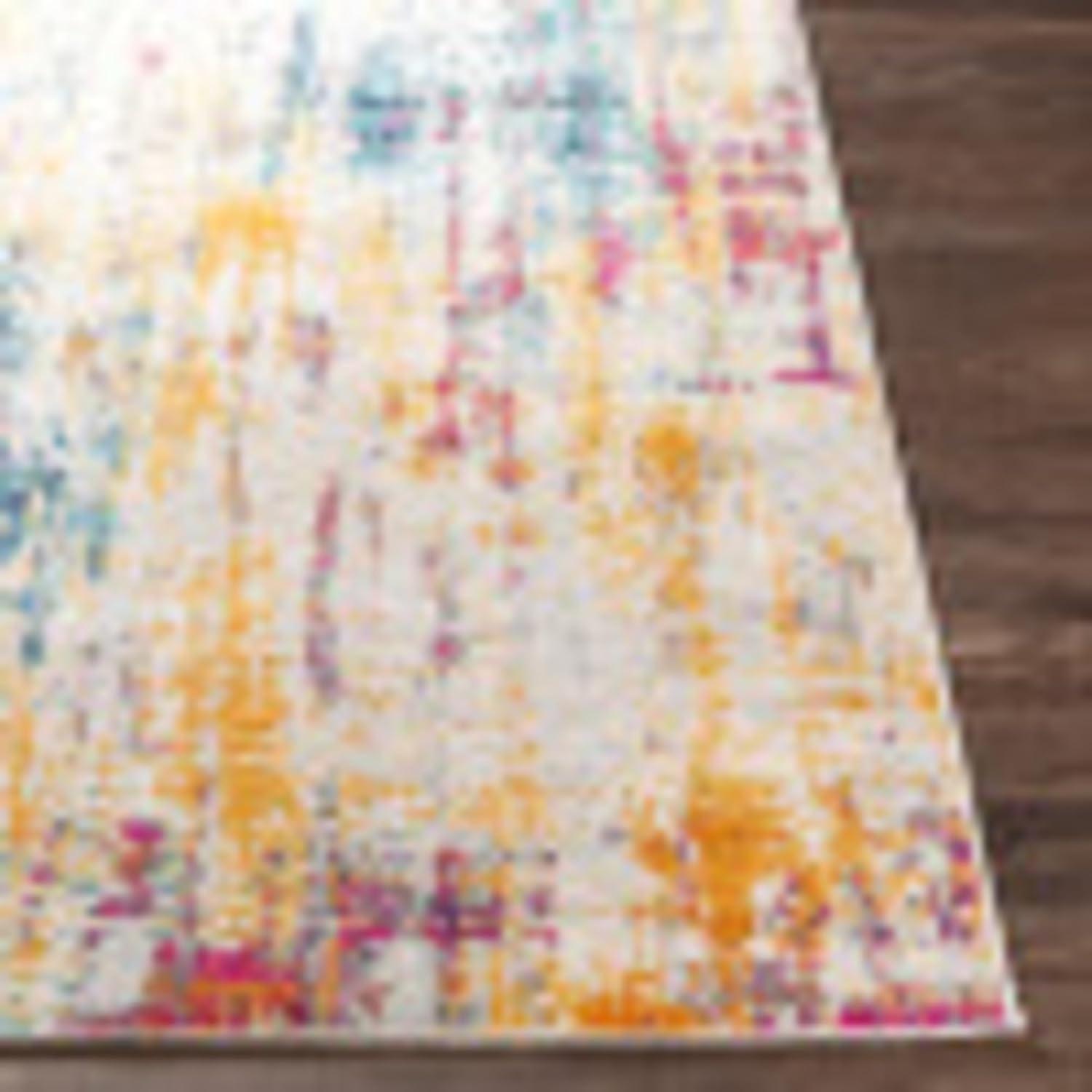 Modern Abstract Blue Synthetic 7'10" x 10' Area Rug