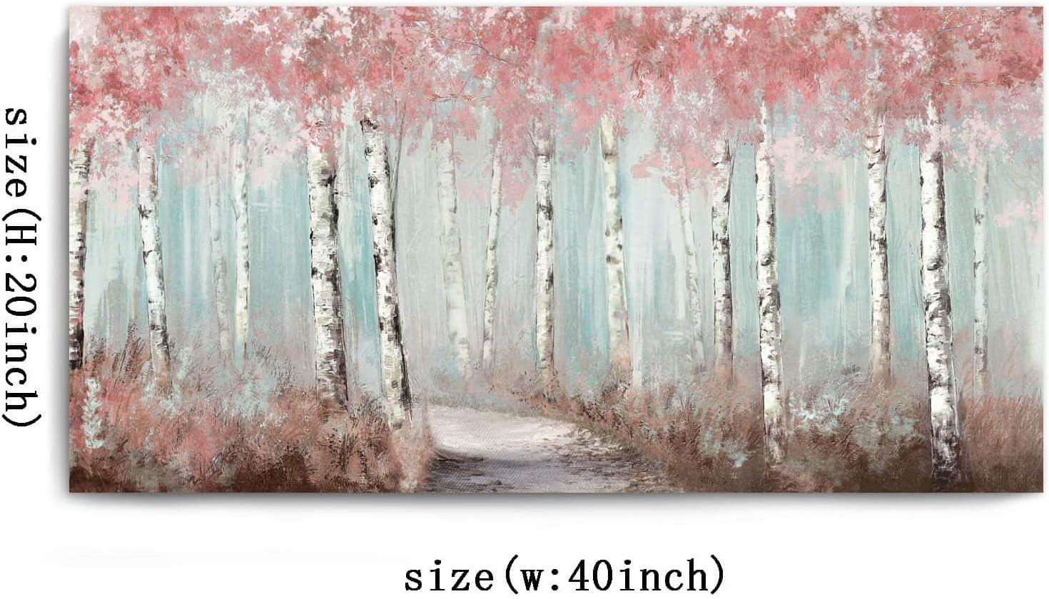 Botanical Wall Art for Girls Room Pink Tree Wall Decor Plant Pictures Wall Art Bedroom Decor for Women Graffiti Wall Paintings Living Room Home Decoration 20"x 40"
