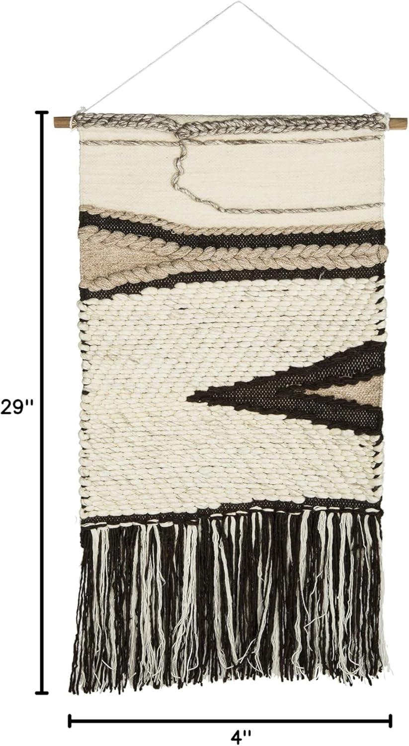 Sedona Beige and Brown Woven Wall Tapestry with Fringe