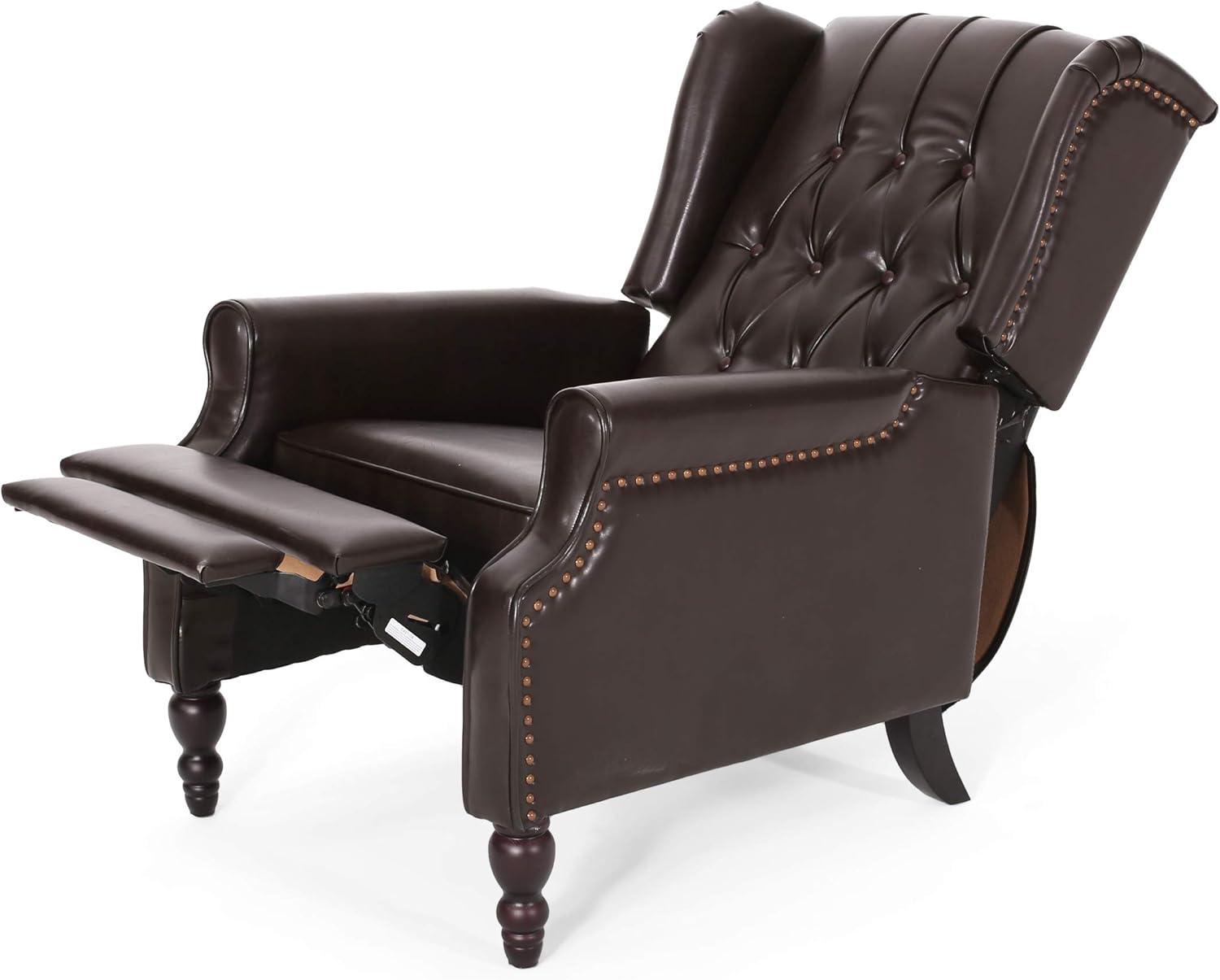 Walter Brown Bonded Leather Recliner Club Chair - Christopher Knight Home: Comfortable Seating, 250lb Capacity