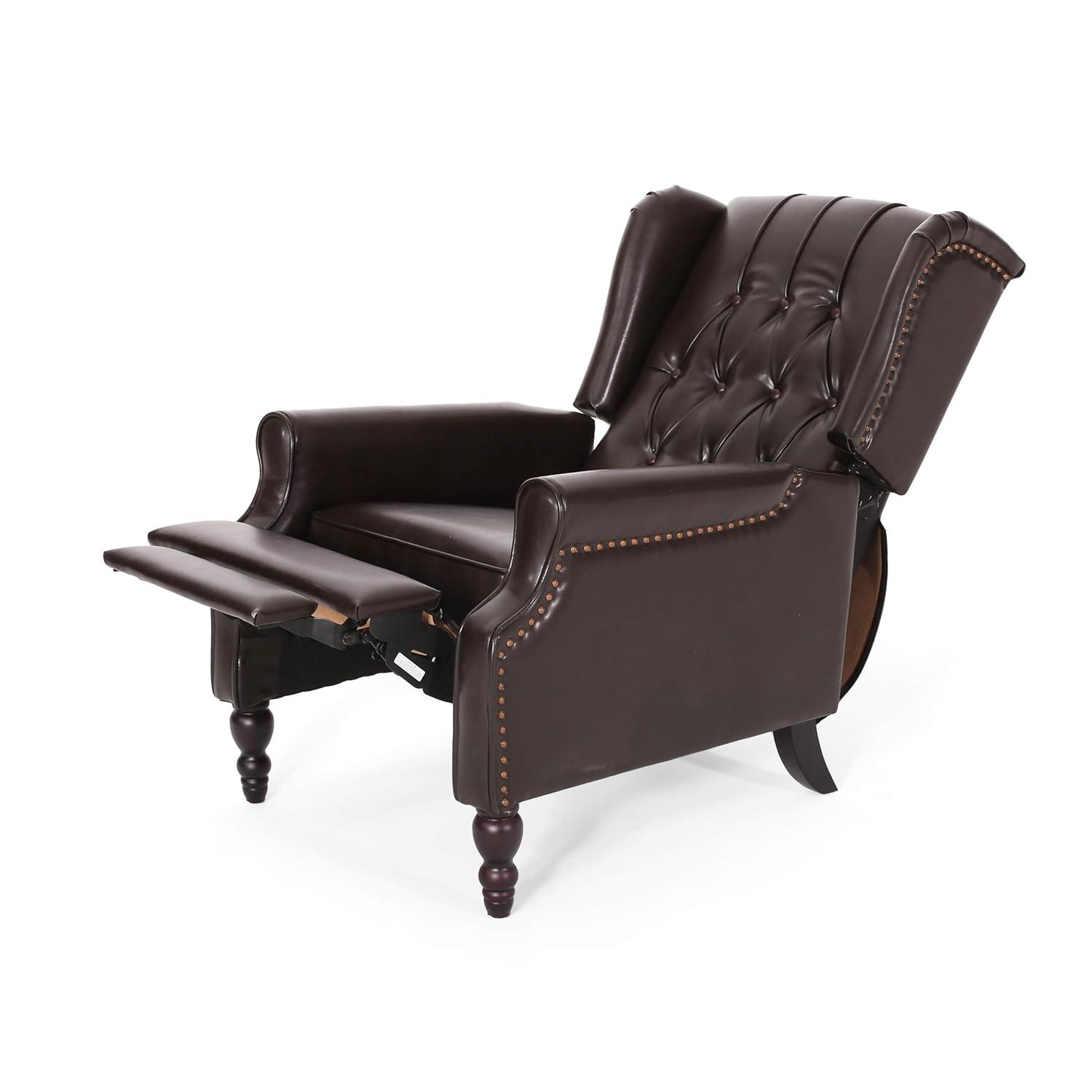 Walter Brown Bonded Leather Recliner Club Chair - Christopher Knight Home: Comfortable Seating, 250lb Capacity