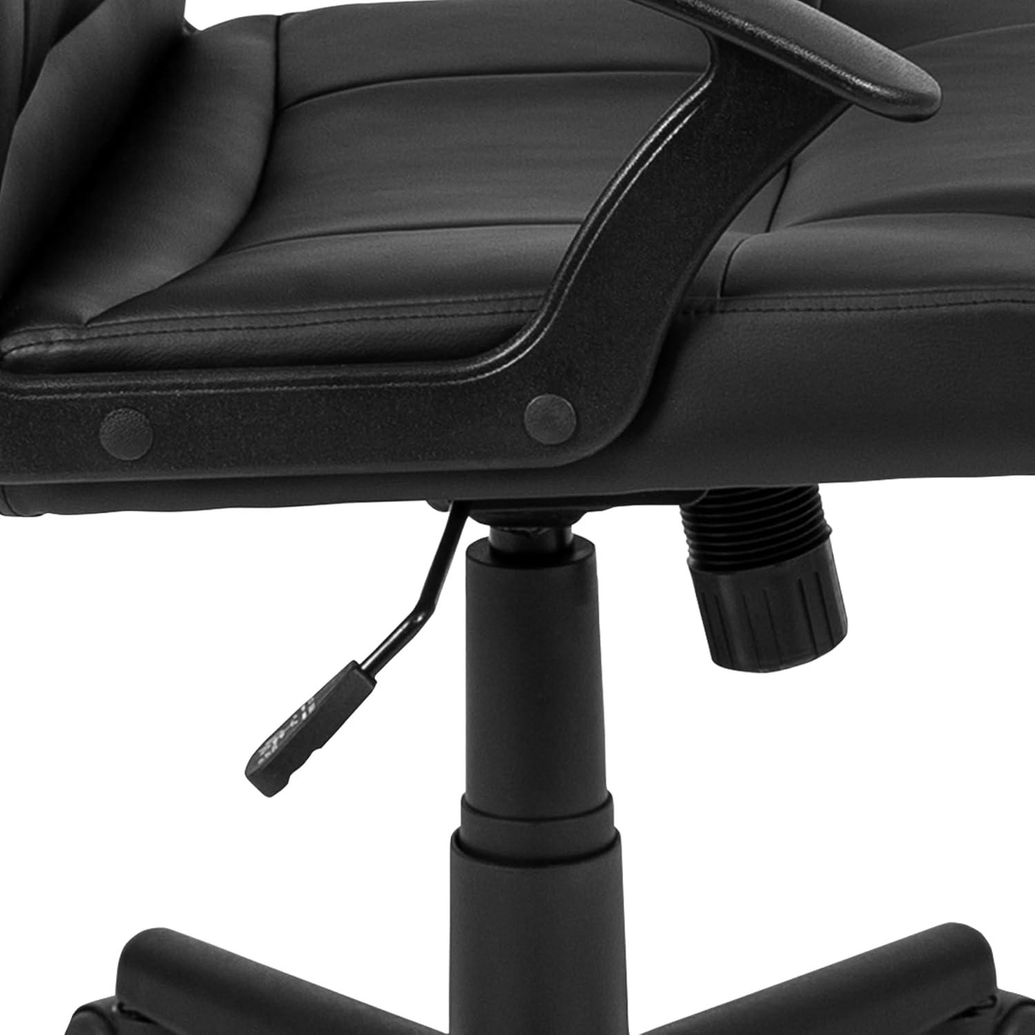 Ergonomic High-Back Black Leather and Plastic Swivel Task Chair