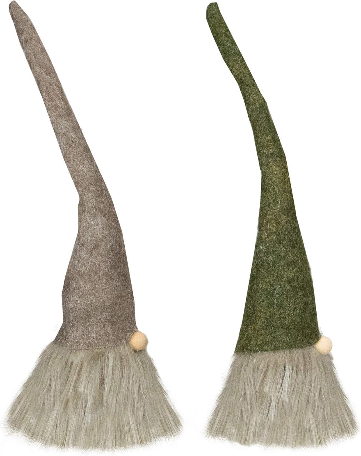 Northlight Christmas Gnome with Pointy Hat Figures - 10.5" - Green and Brown - Set of 2