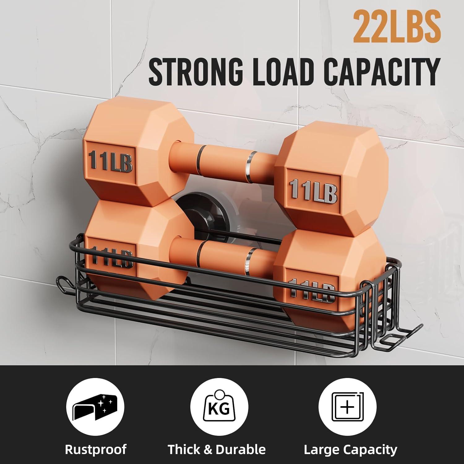 Shower Caddy Suction Cup 2 Pack With Hooks & Soap Holder, Heavy Duty Shower Organizer For Bathroom