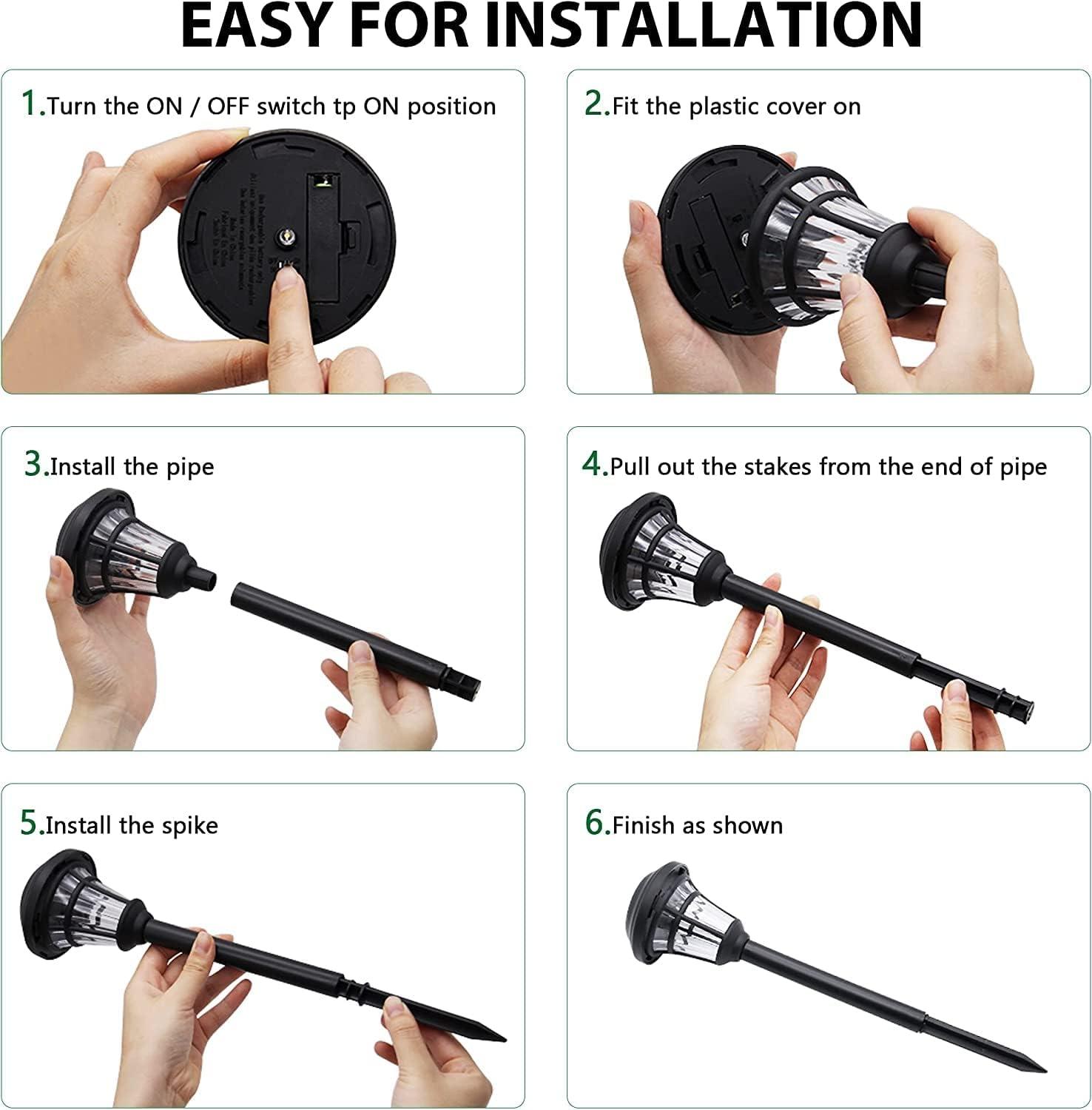 Black Solar Powered LED Pathway Light Set of 8