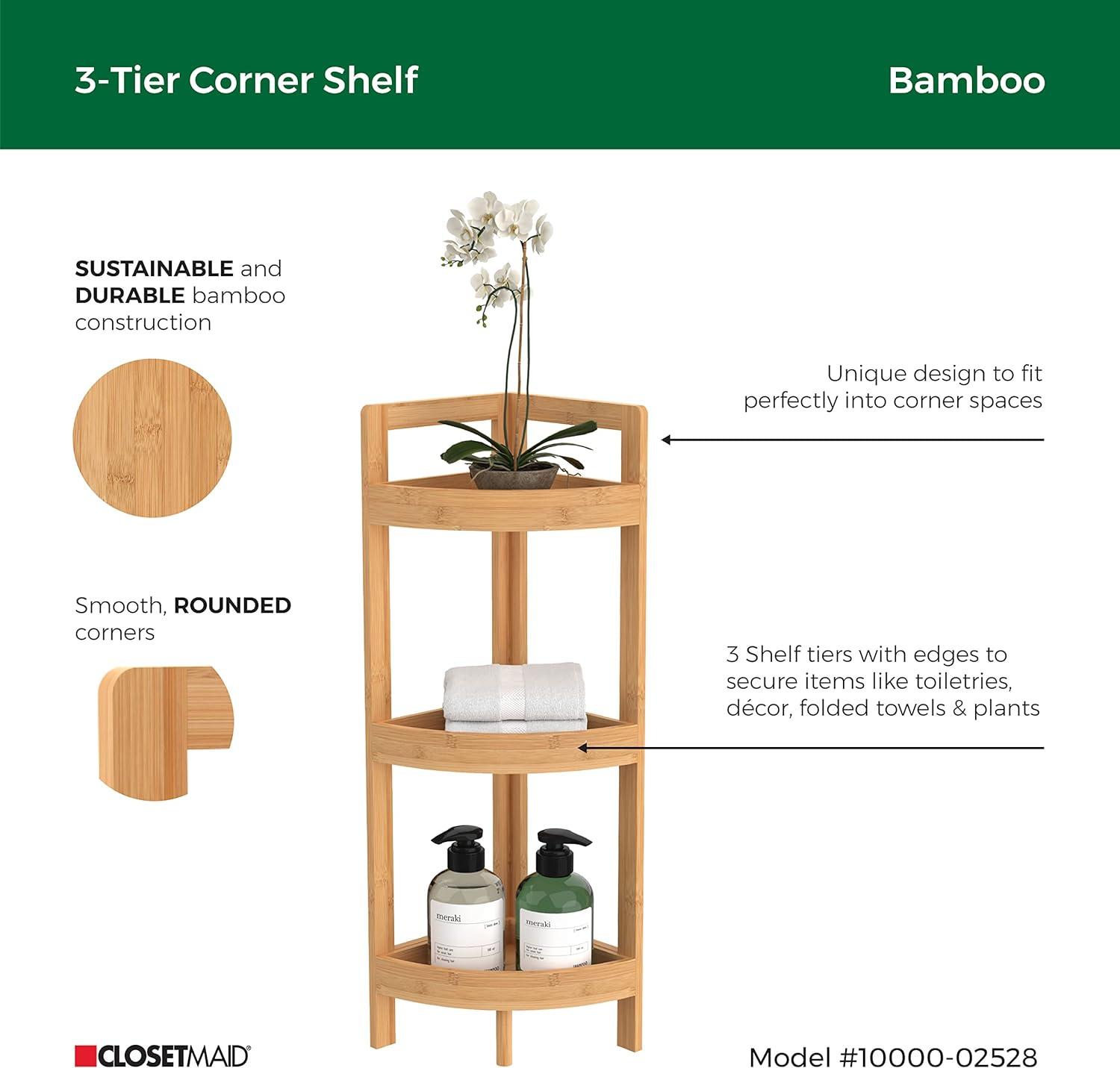 ClosetMaid 3-Tier Bamboo Corner Shelf - ClosetMaid