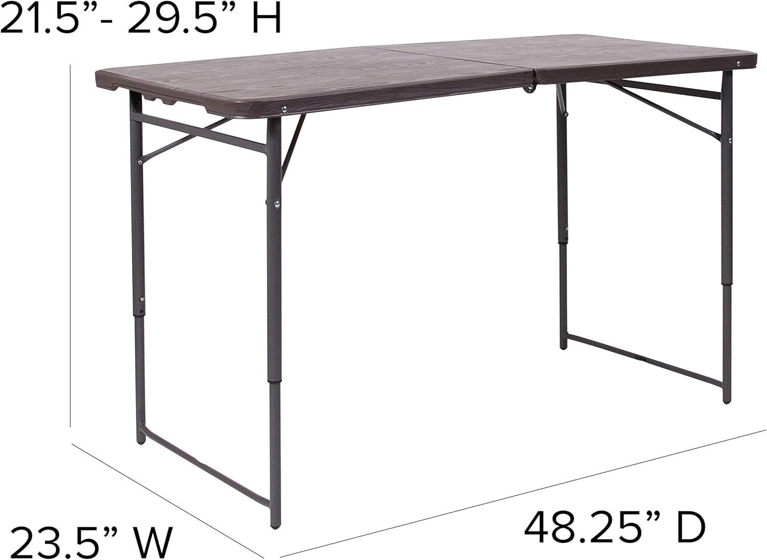 Noah 48.25" Plastic Rectangular Adjustable Fold-in-Half Table with Handle