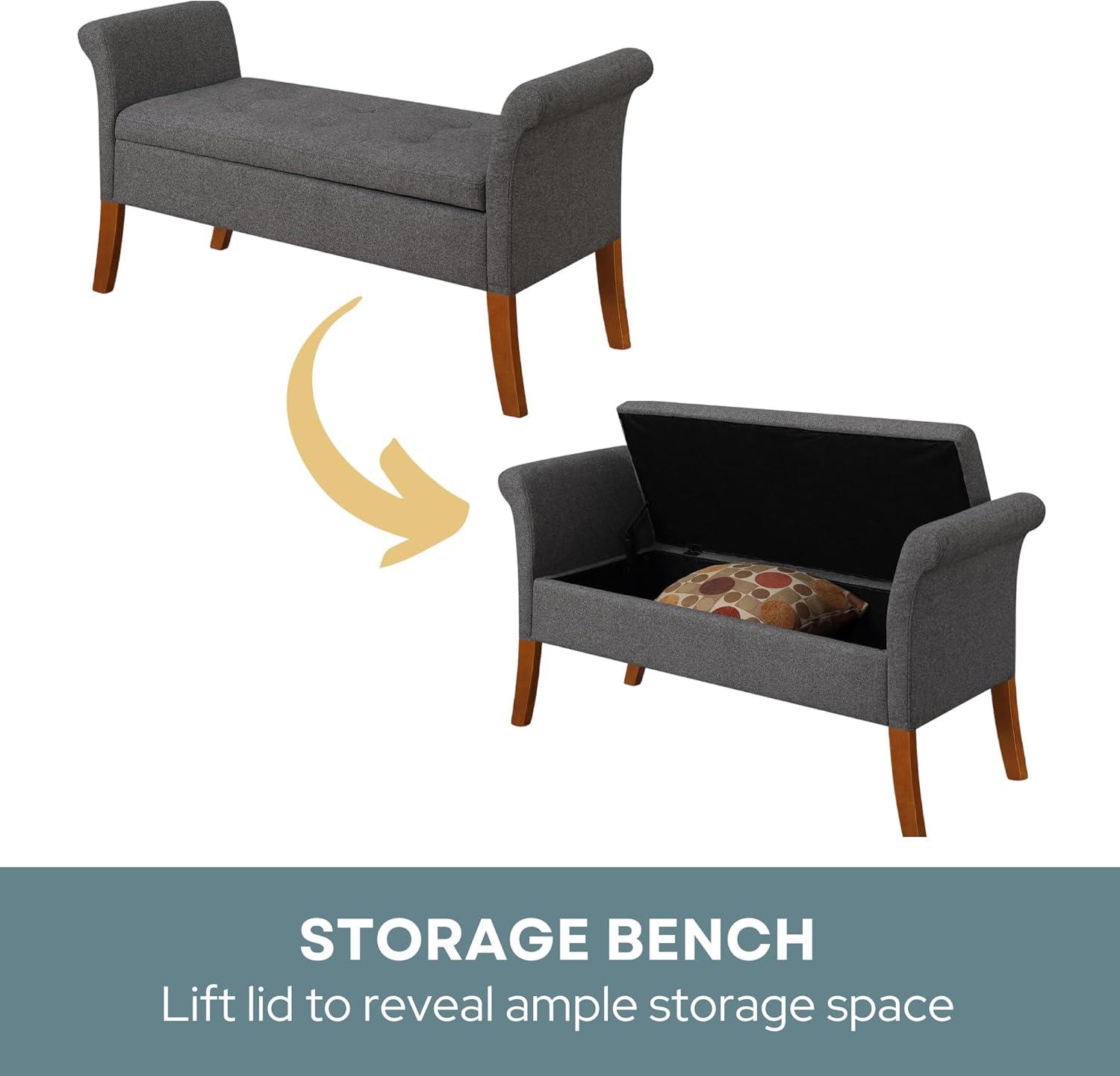 Convenience Concepts Designs4Comfort Garbo Storage Bench Ottoman, Soft Gray Fabric