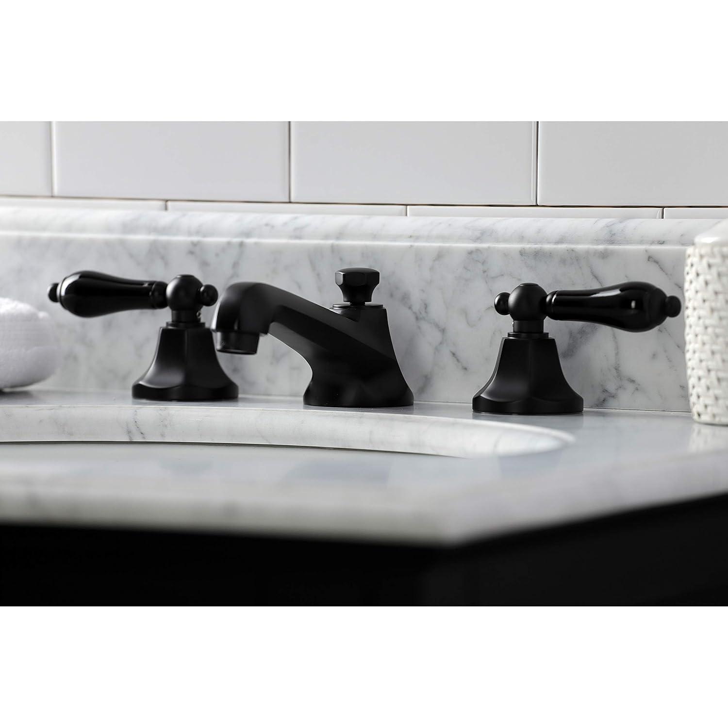 Kingston Brass Duchess Two-Handle 3-Hole Deck Mount Widespread Bathroom Faucet with Brass Pop-Up Drain