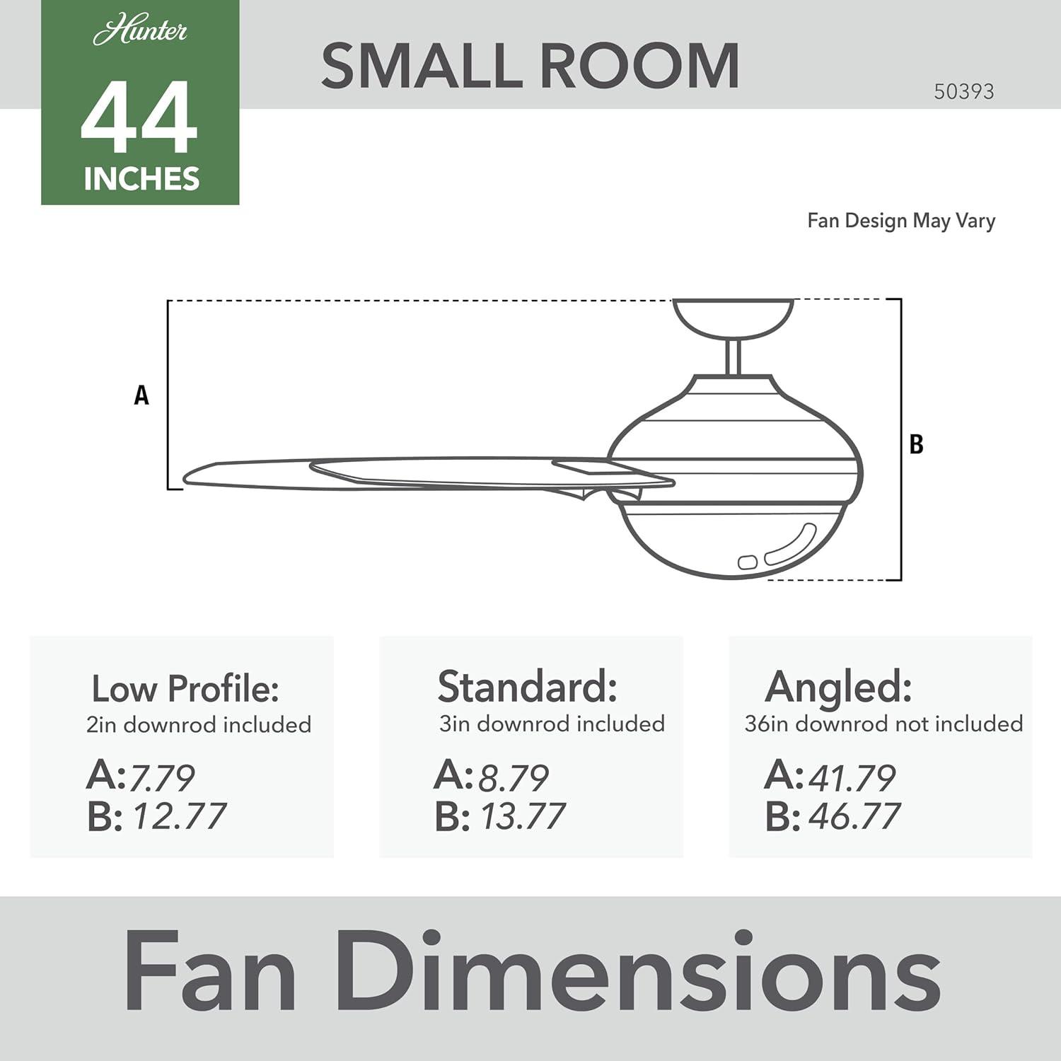 44" Sentinel 3 - Blade Standard Ceiling Fan with Remote Control and Light Kit Included