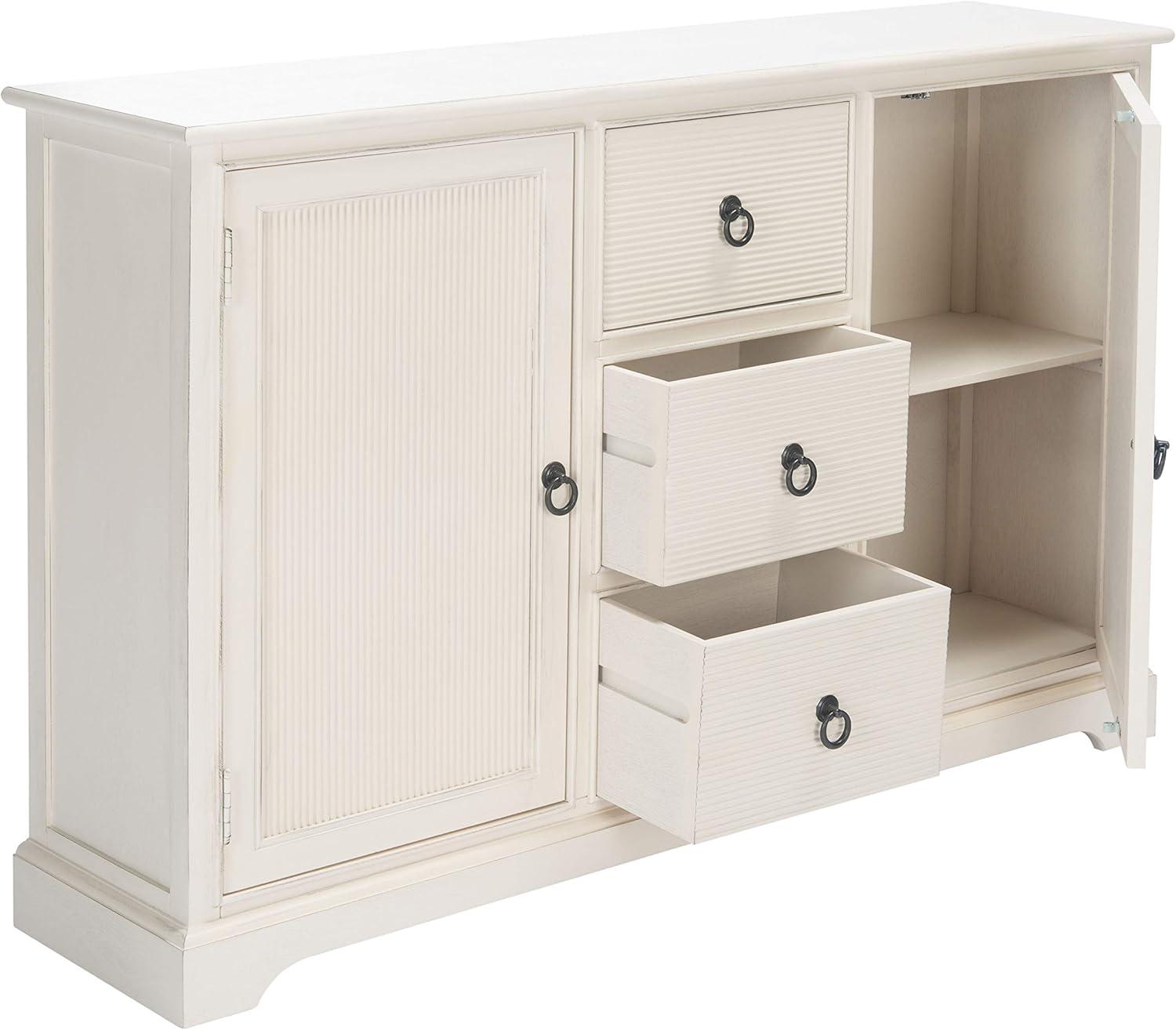 Adiland 2 Door & 3 Drawers Console Table - Distressed White - Safavieh