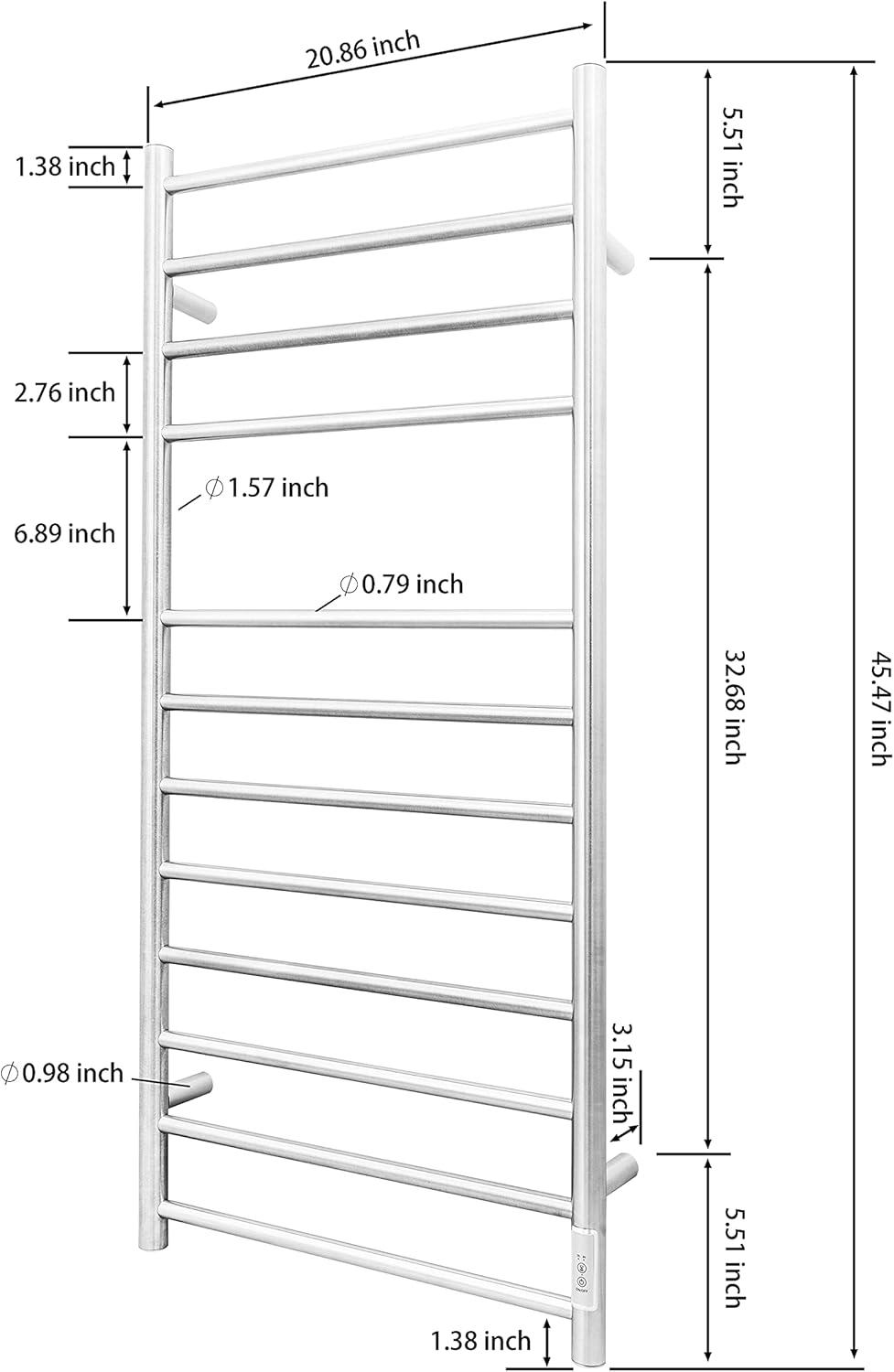 Stainless Steel Wall Mounted Electric Towel Warmer with Timer