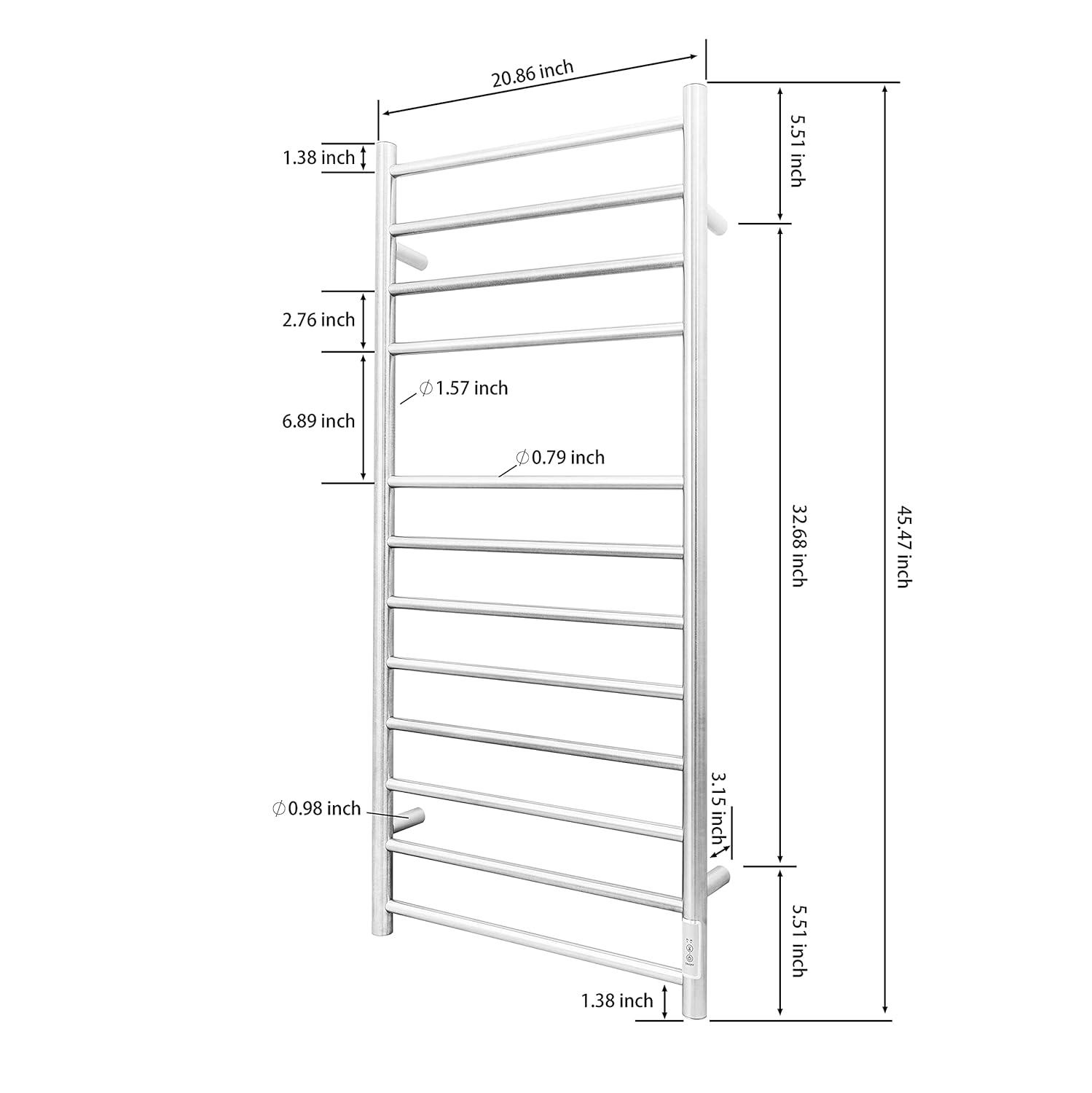 Stainless Steel Wall Mounted Electric Towel Warmer with Timer