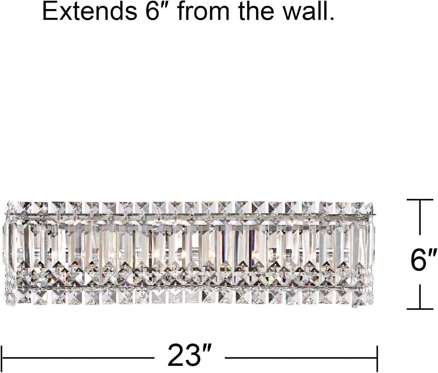 Possini Euro Design Crystal Columns Modern Wall Light Chrome 23" Light Bar Fixture for Bedroom Bathroom Vanity Reading Living Room Hallway House Home