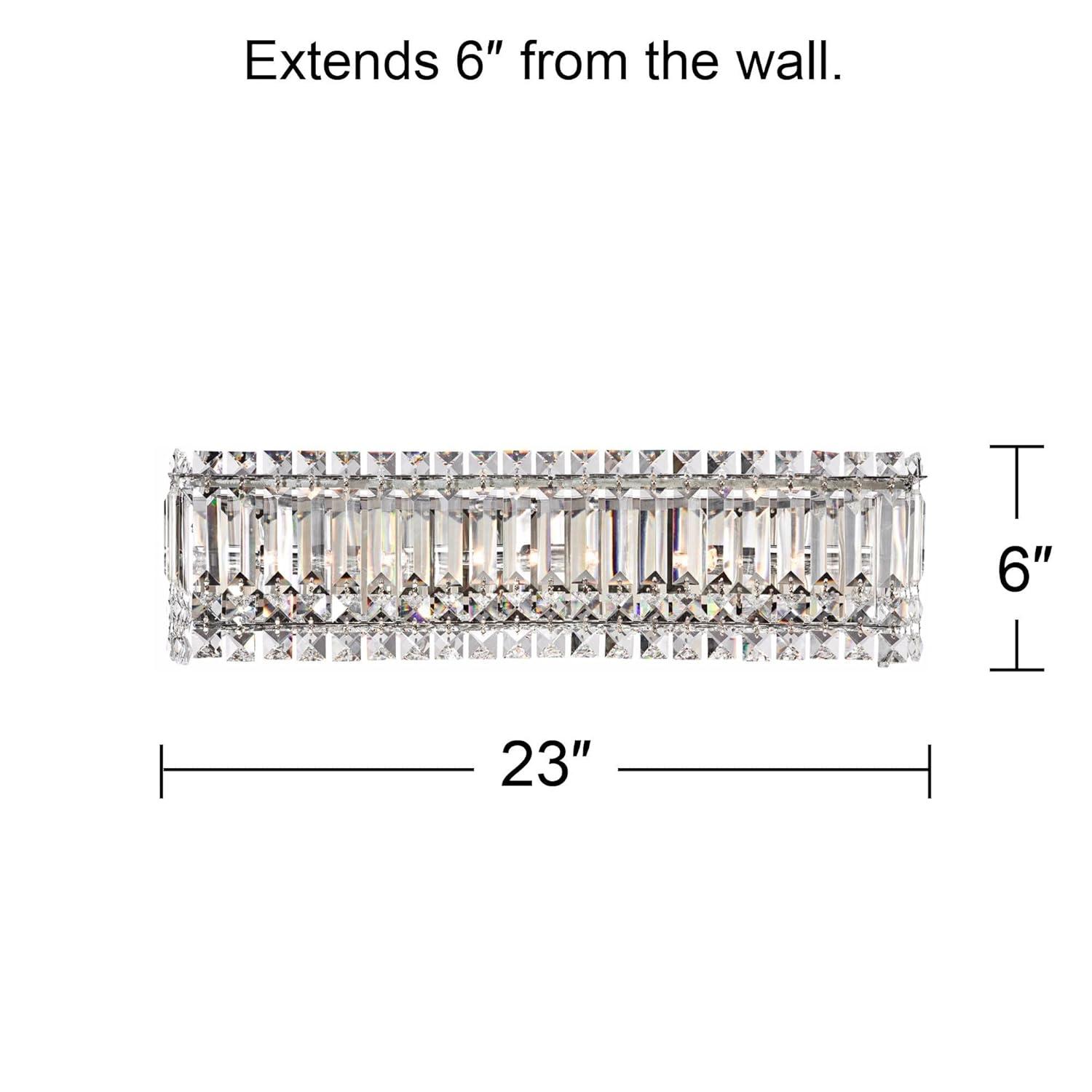 Possini Euro Design Crystal Columns Modern Wall Light Chrome 23" Light Bar Fixture for Bedroom Bathroom Vanity Reading Living Room Hallway House Home