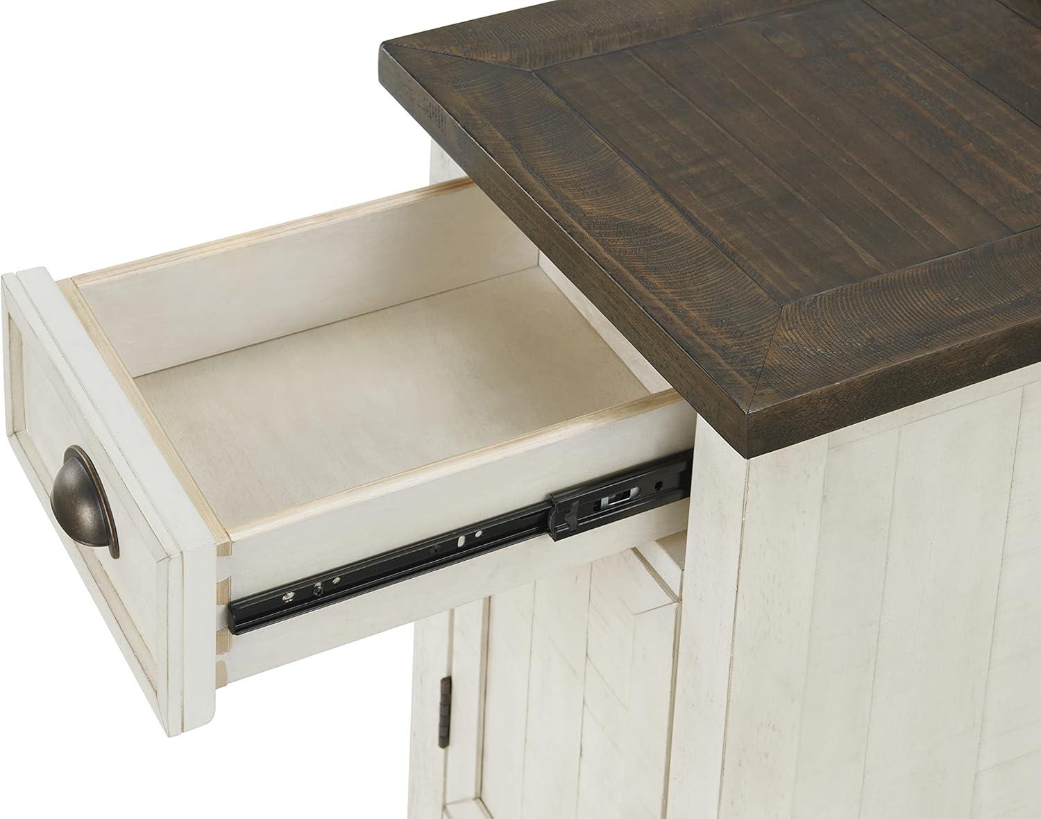 Martin Svensson Home Monterey Chairside Table with Power, Cream White and Brown