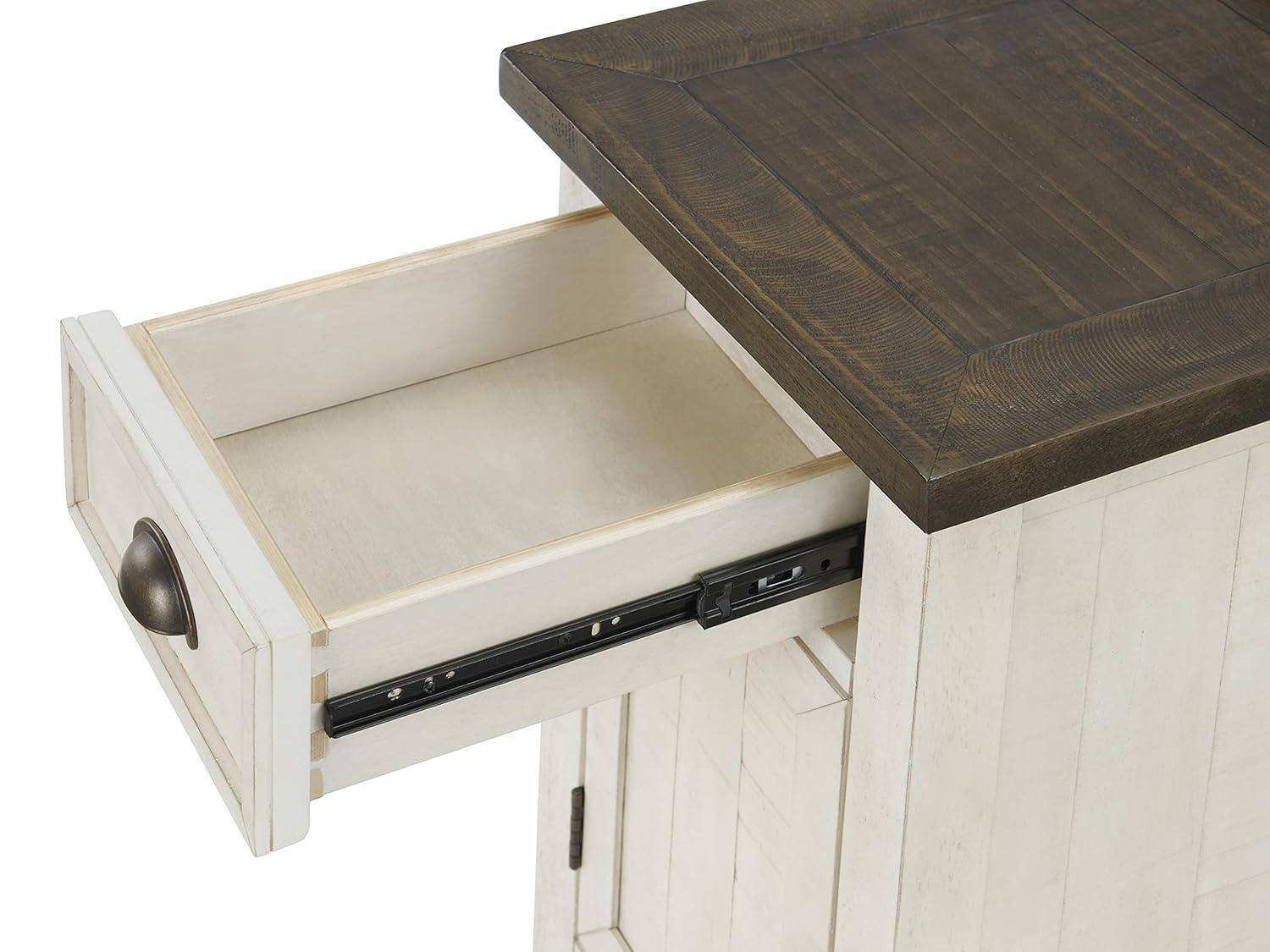 Martin Svensson Home Monterey Chairside Table with Power, Cream White and Brown