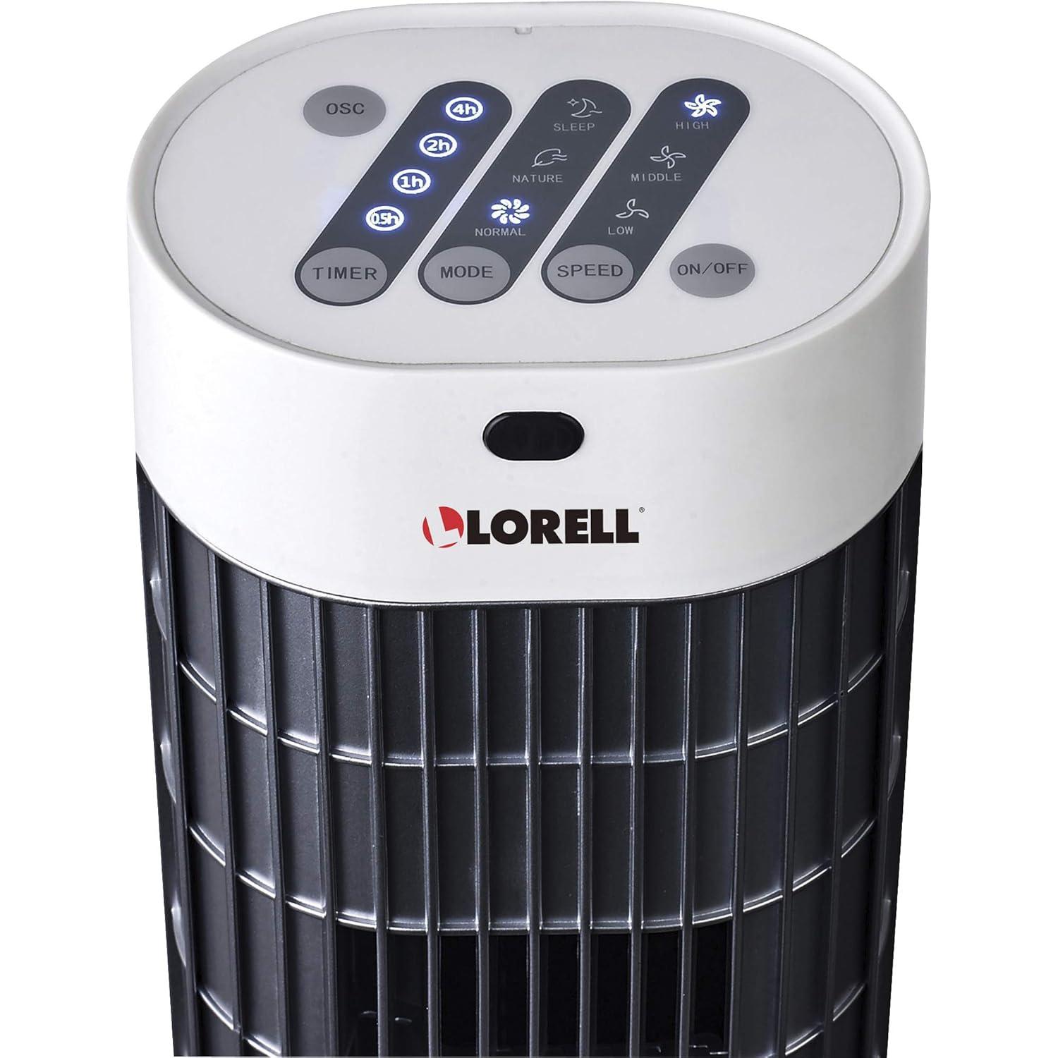 Lorell Lorell Tower Fan - 30" Diameter - 3 Speed - Sleep Mode, Breeze Mode, Oscillating, Timer - 30.2" Height X 9.5" Width X 9.5" Depth - Plastic - Black, Silver