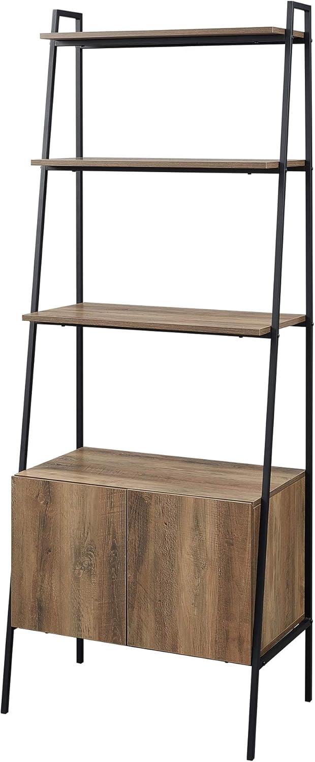 Walker Edison 72" Industrial Modern Ladder Bookcase in Reclaimed Barnwood