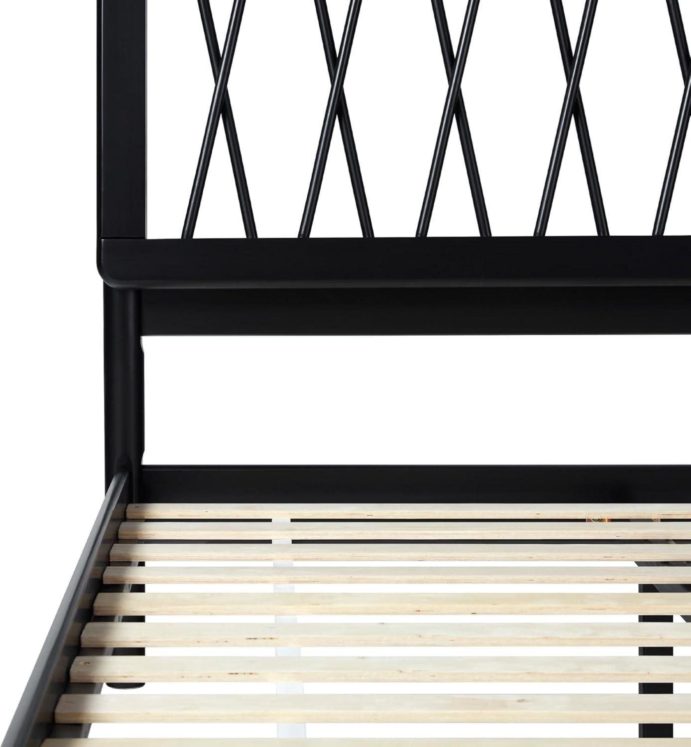 Walker Edison Transitional Solid Wood Platform Full Bed, Black