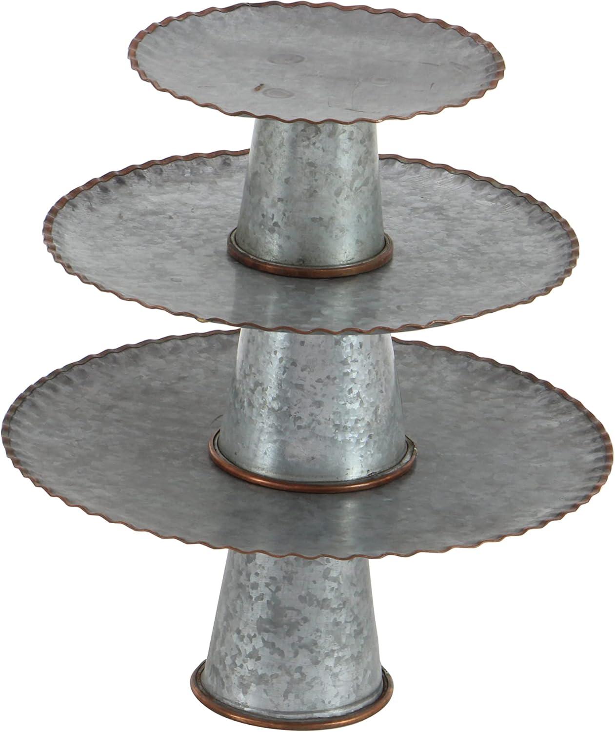 Croker Metal Galvanized Decorative Gray Cake Stand Set