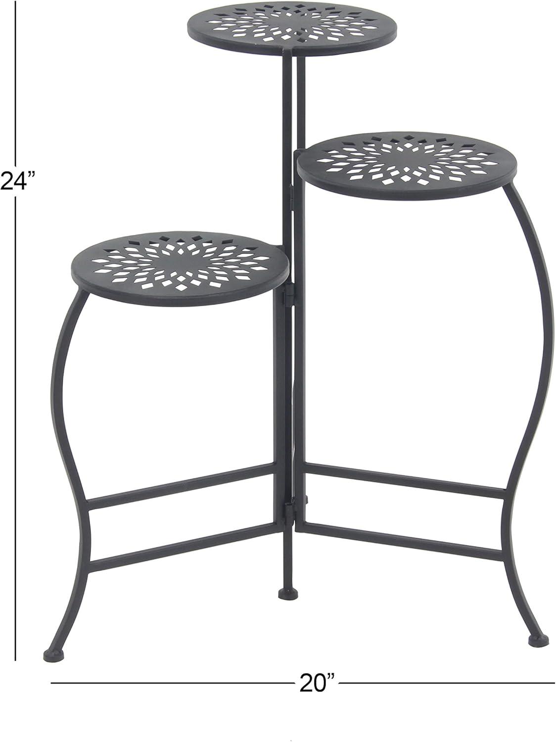 Black Metal 3-Tier Indoor Outdoor Floral Plant Stand