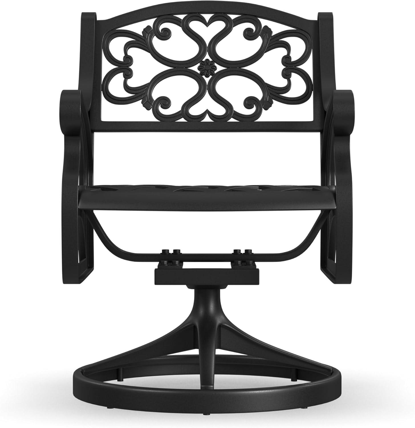 Homestyles Sanibel Aluminum Outdoor Swivel Rocking Chair in Black