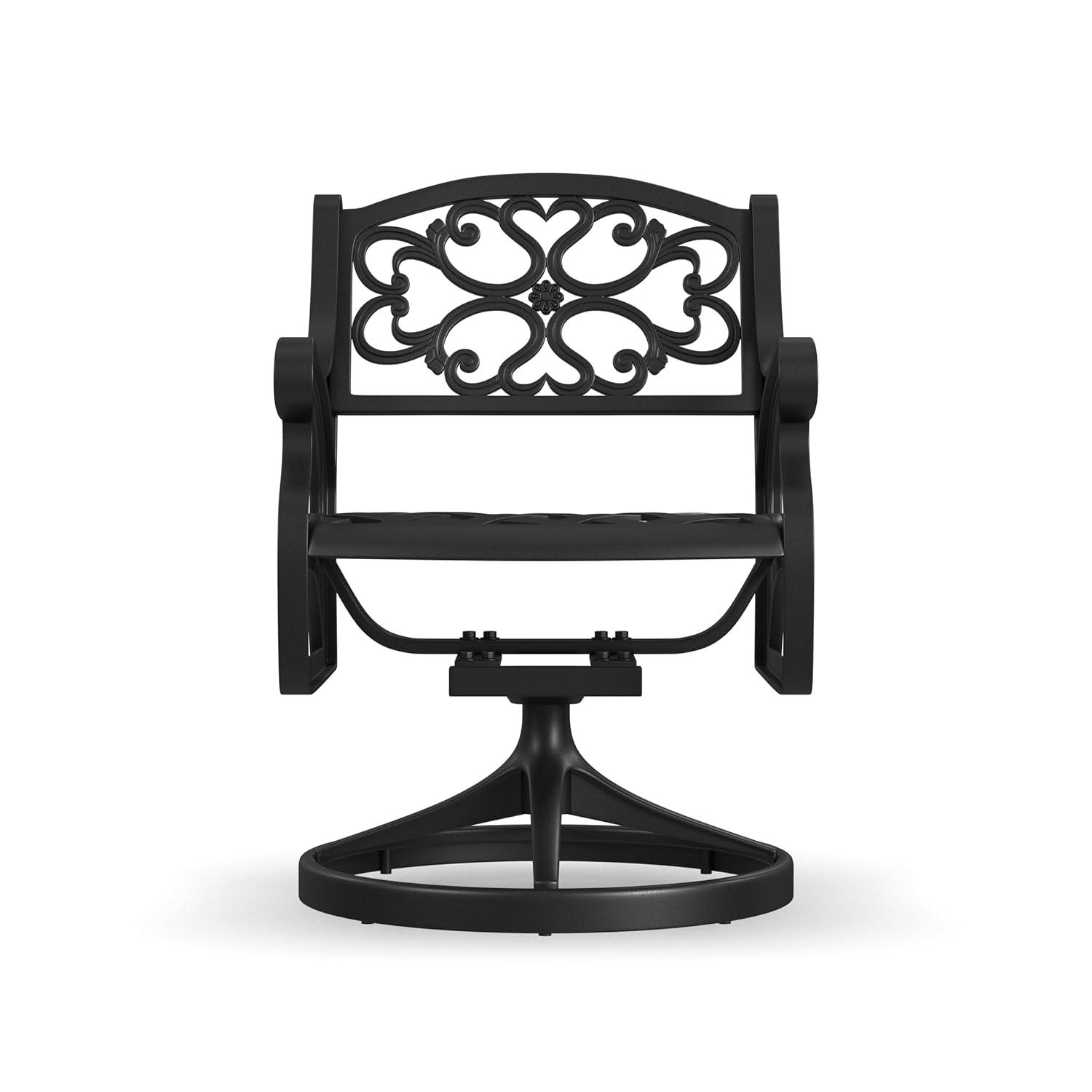 Homestyles Sanibel Aluminum Outdoor Swivel Rocking Chair in Black