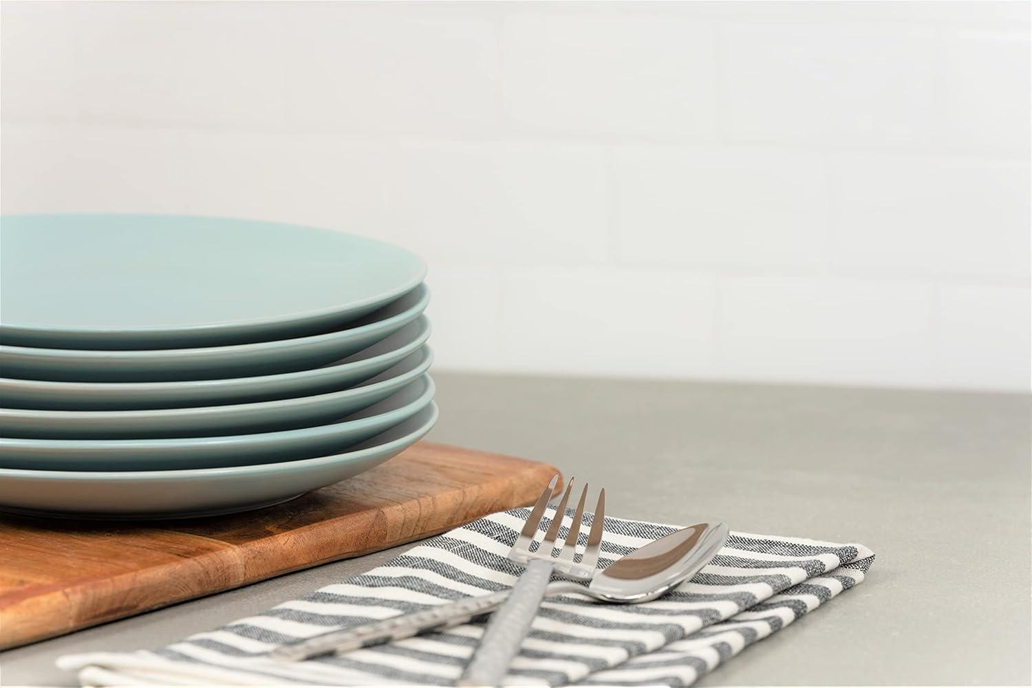 10 Strawberry Street Wazee Matte 8.25" Coupe Salad Plate, Set of 6, Mineral Blue